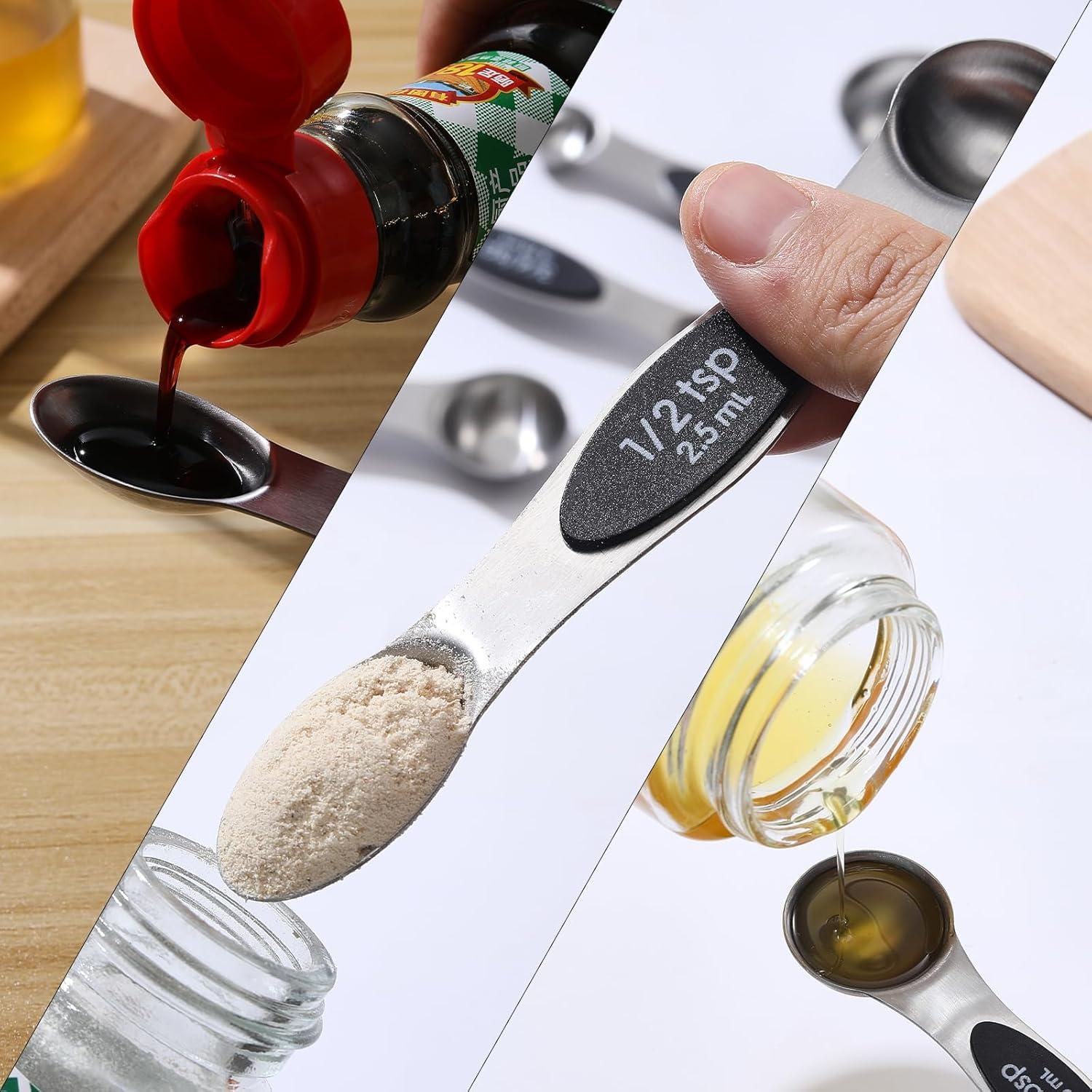 Conjunto de cucharas medidoras magnéticas YOPPLND 8 piezas acero