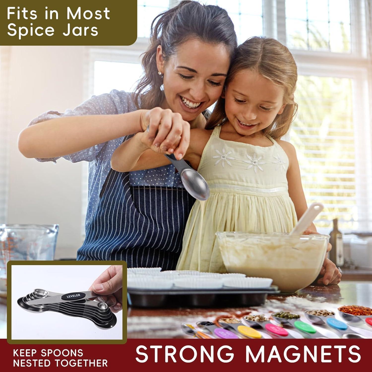 Conjunto de cucharas medidoras magnéticas YOPPLND 8 piezas acero