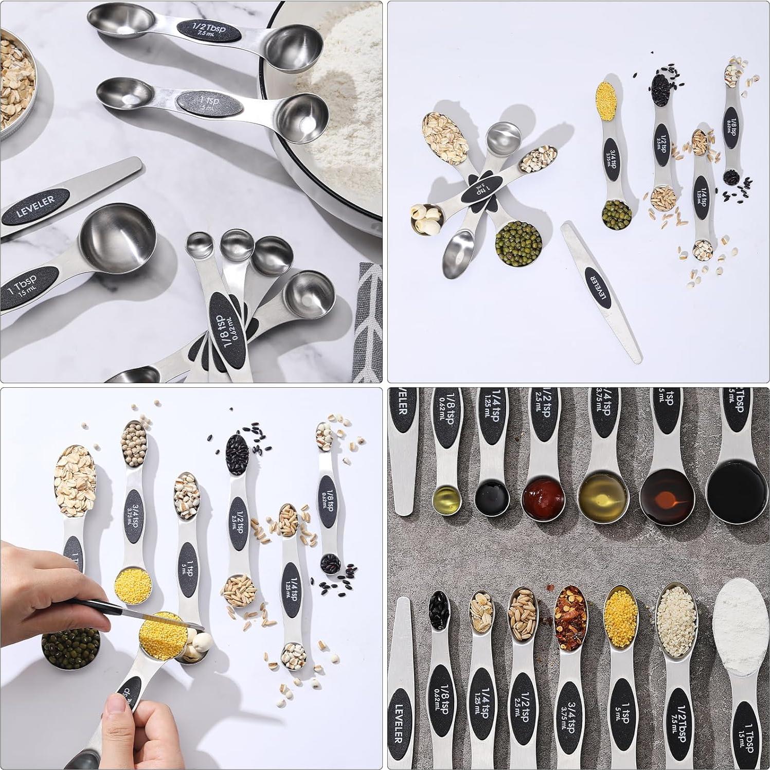 Conjunto de cucharas medidoras magnéticas YOPPLND 8 piezas acero