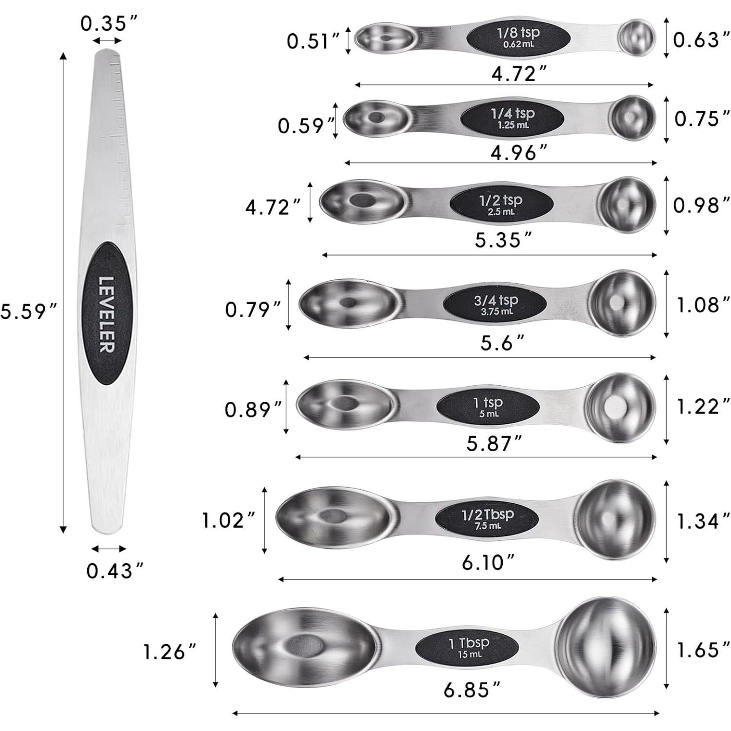 Conjunto de cucharas medidoras magnéticas YOPPLND 8 piezas acero
