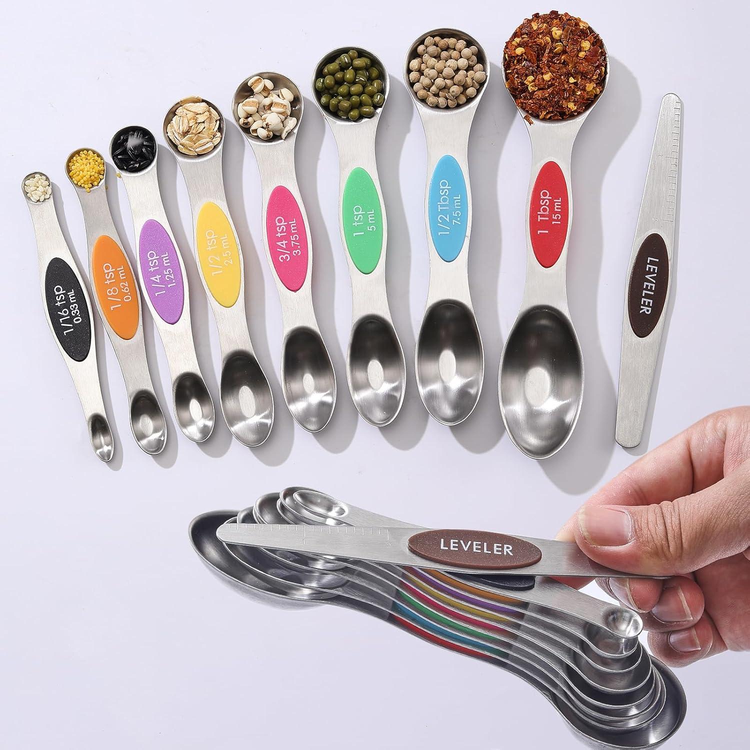 Conjunto de cucharas medidoras magnéticas YOPPLND 8 piezas acero