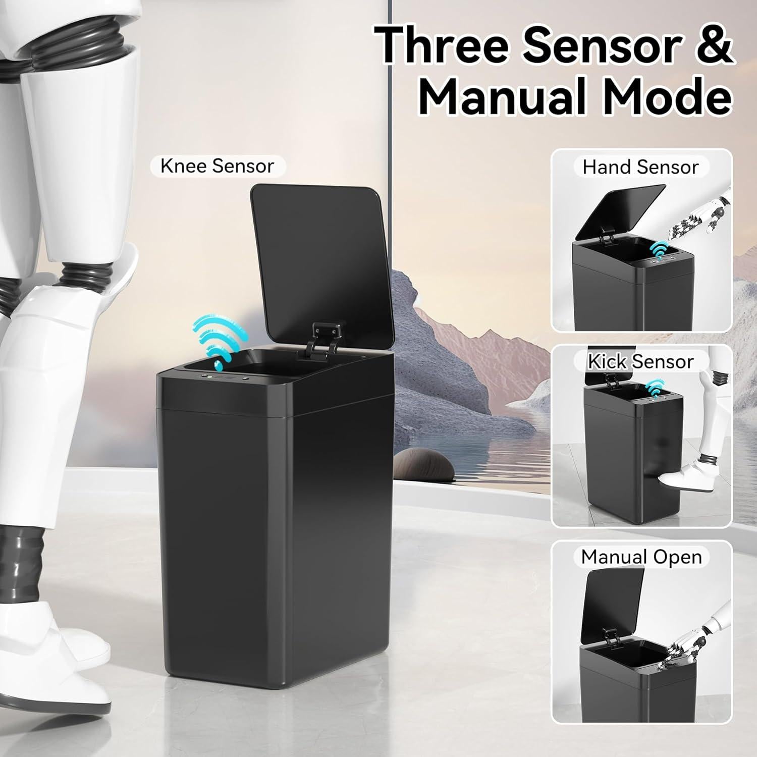 Cubo de Basura Automático Kaylowe 9.84L Negro Sensor Infrarrojo