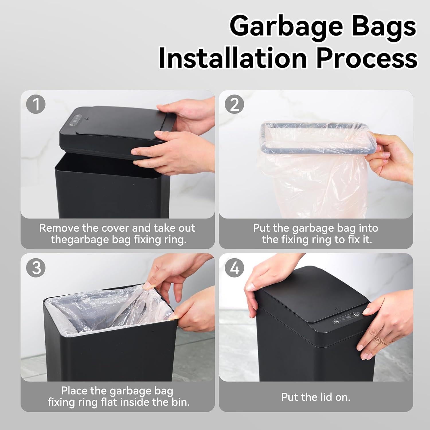 Cubo de Basura Automático Kaylowe 9.84L Negro Sensor Infrarrojo