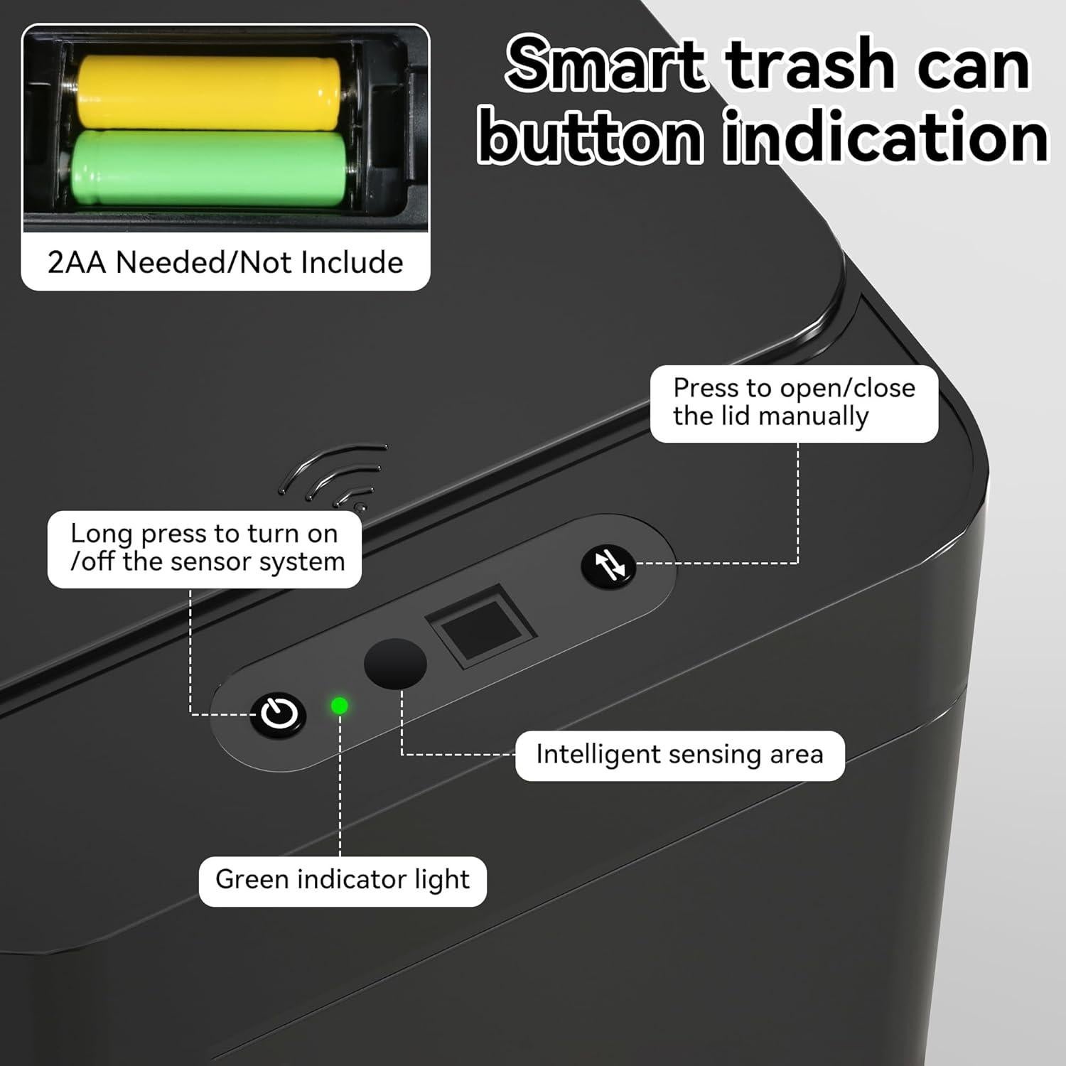 Cubo de Basura Automático Kaylowe 9.84L Negro Sensor Infrarrojo