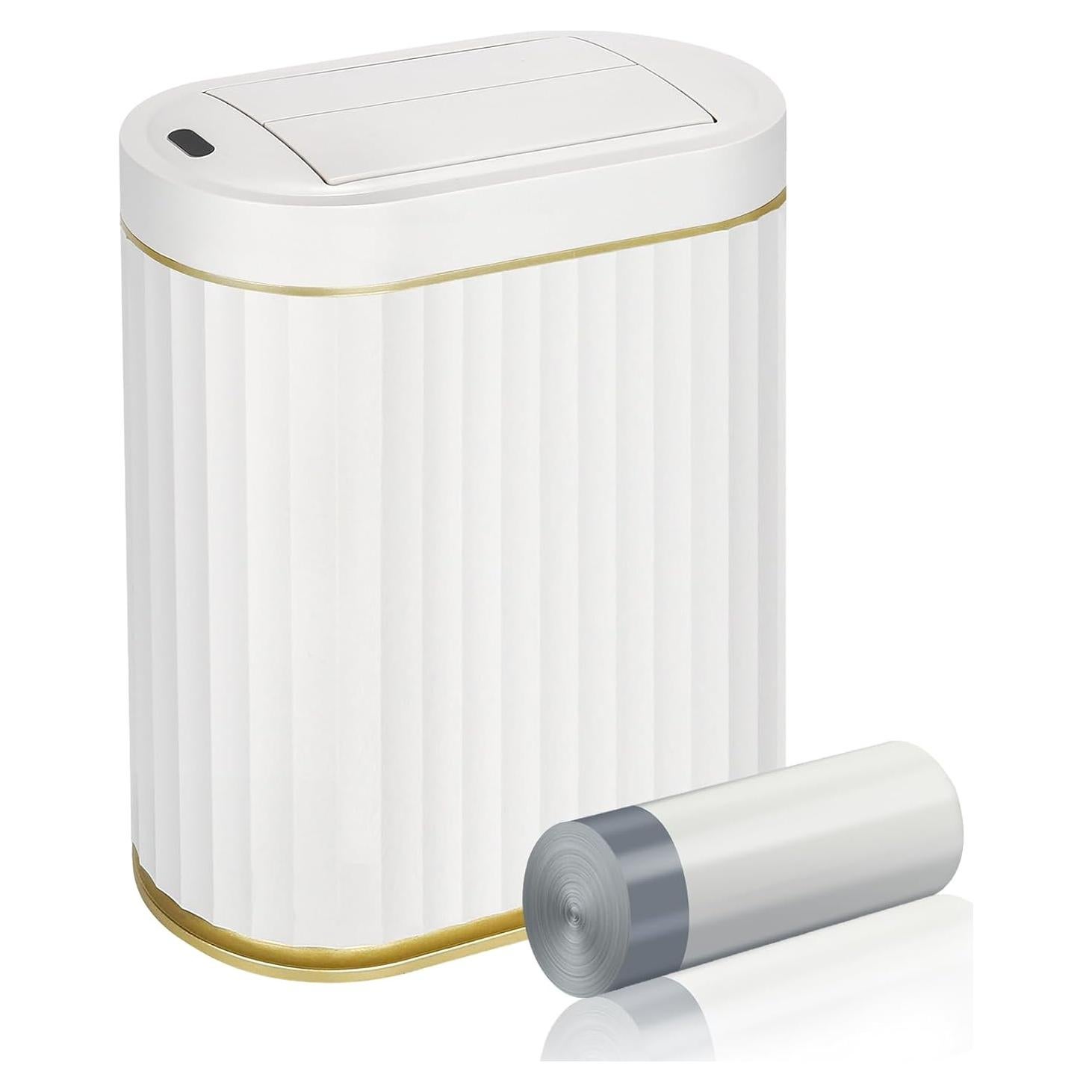 Papelera de Baño Automática ELPHECO con Sensor Blanco Dorado