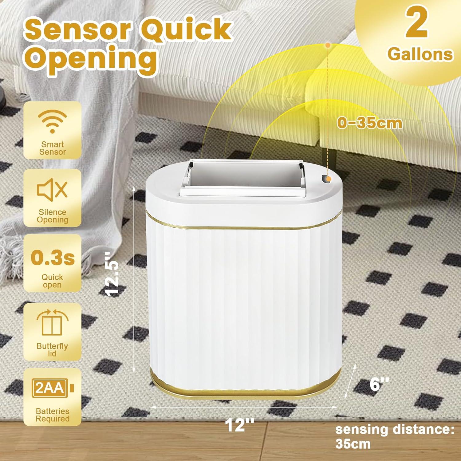Papelera de Baño Automática ELPHECO con Sensor Blanco Dorado