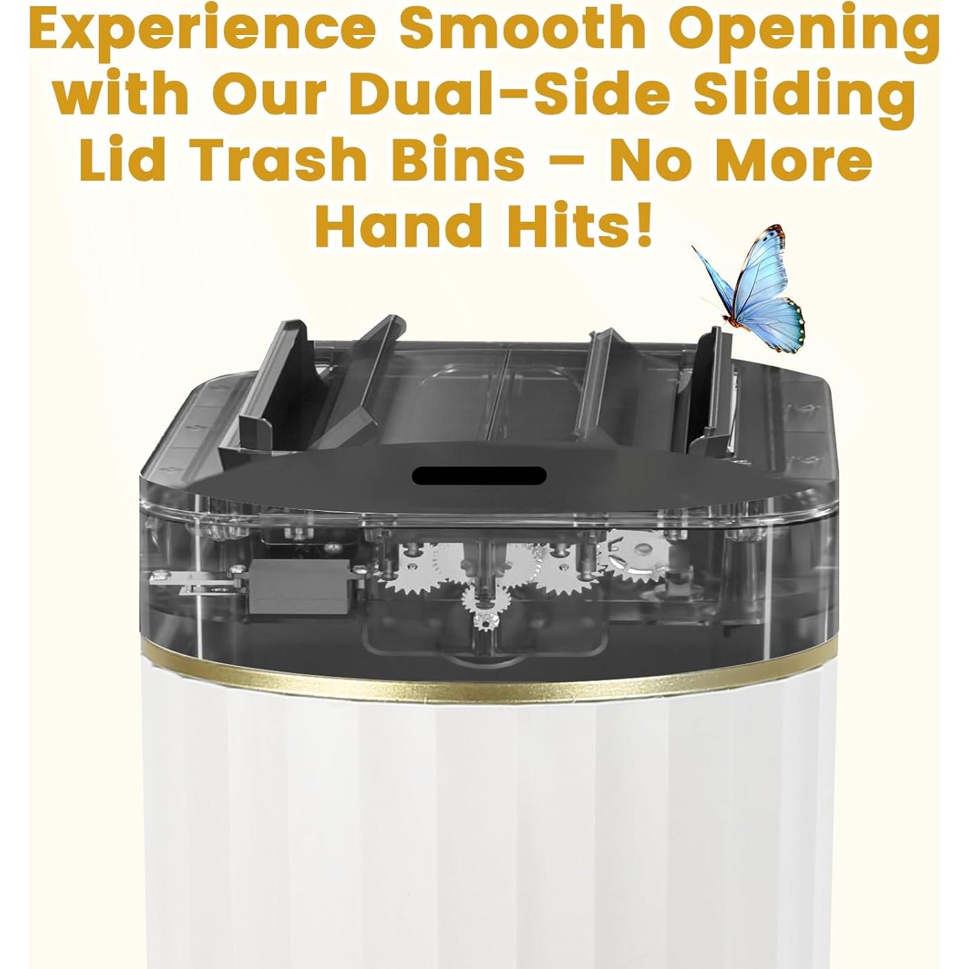 Papelera de Baño Automática ELPHECO con Sensor Blanco Dorado