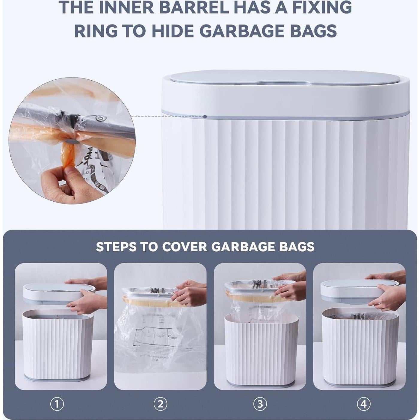 Basurero de baño ELPHECO con sensor 9.46L impermeable gris