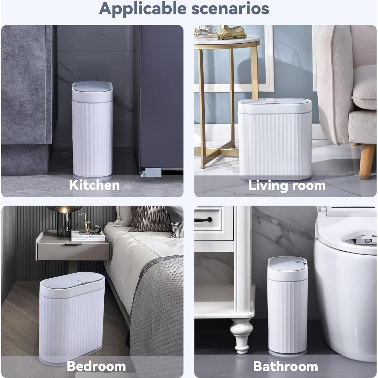 Basurero de baño ELPHECO con sensor 9.46L impermeable gris