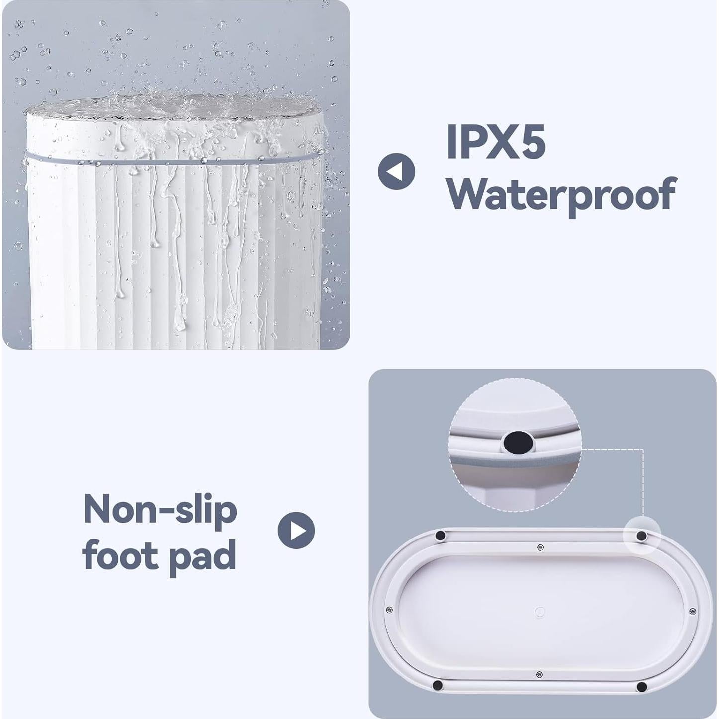 Basurero de baño ELPHECO con sensor 9.46L impermeable gris