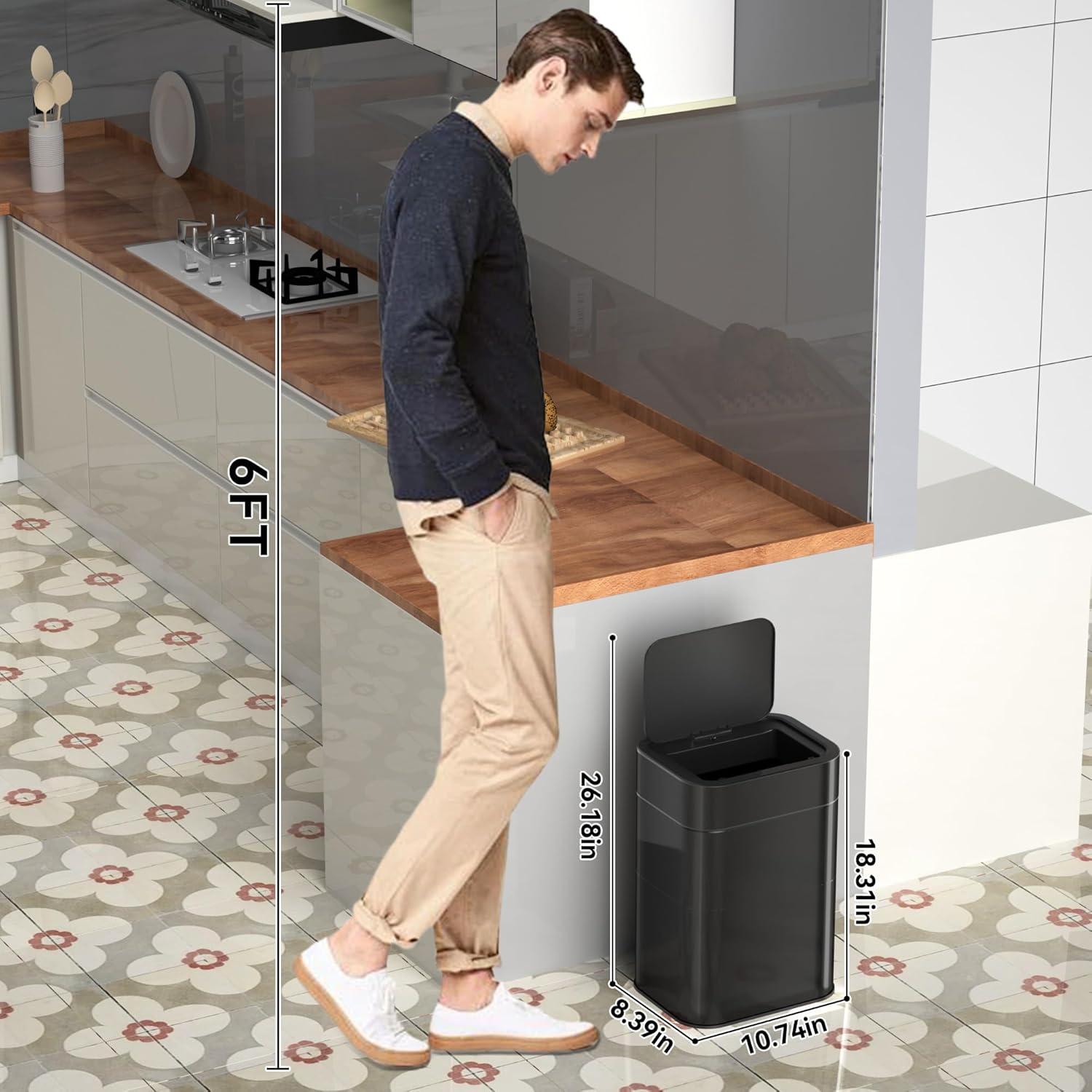 Basurero Automático 6 Galones Aimashi Acero Inoxidable Tapa Silenciosa