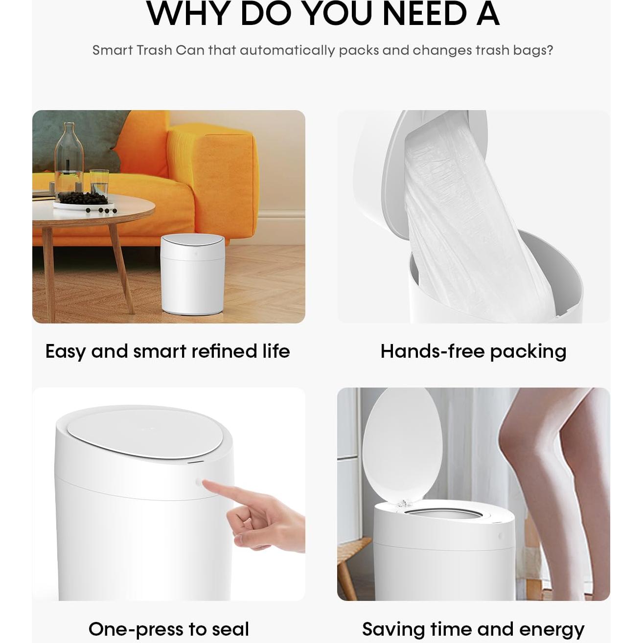 Basurero Inteligente TOWNEW T AIR ONE 9.84L Automático Blanco