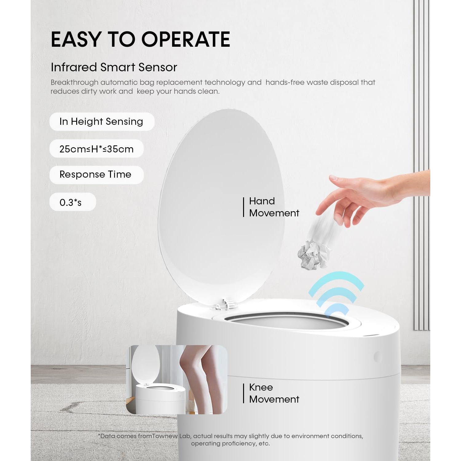 Basurero Inteligente TOWNEW T AIR ONE 9.84L Automático Blanco