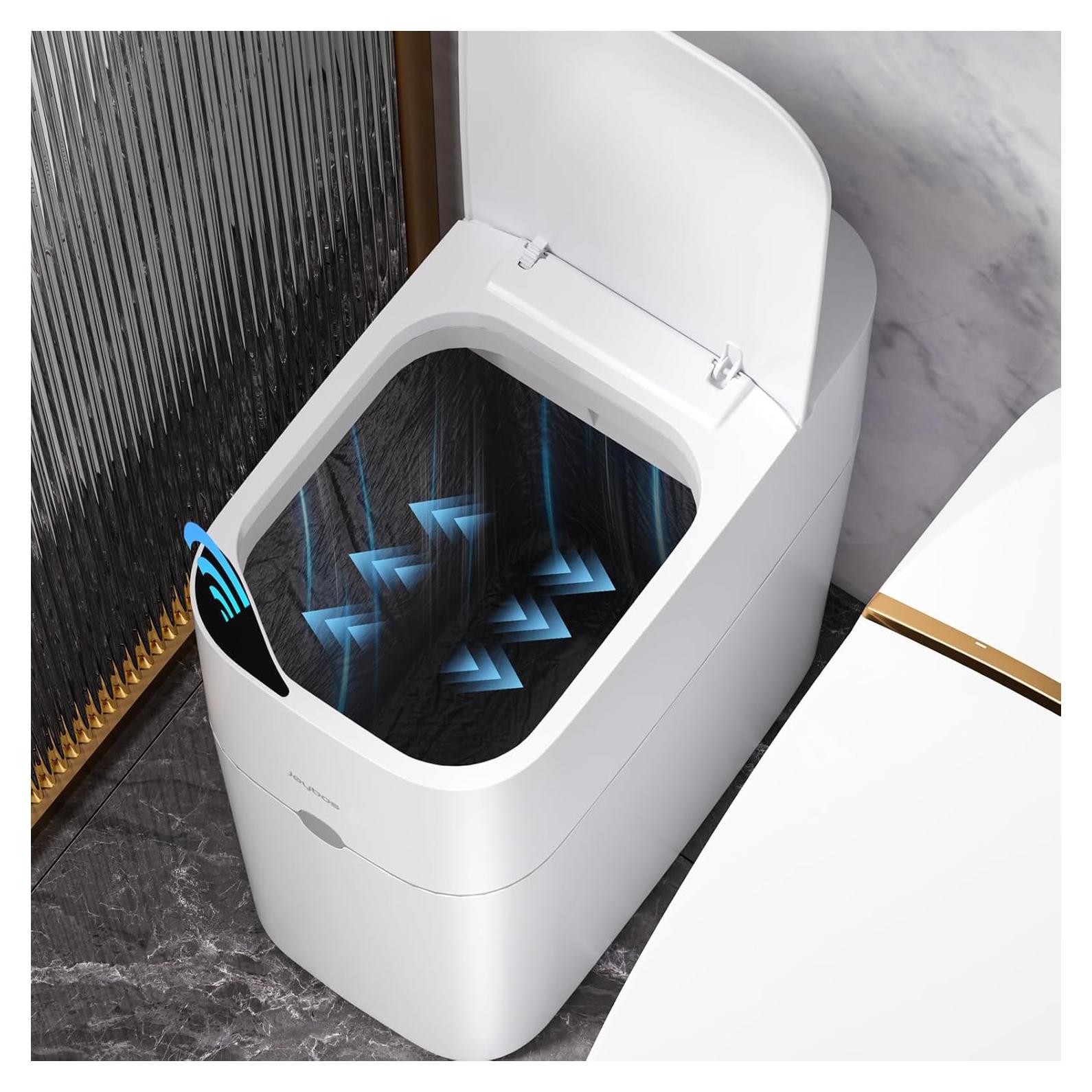 Papelera automática MOPUP 14L con sensor de movimiento blanca