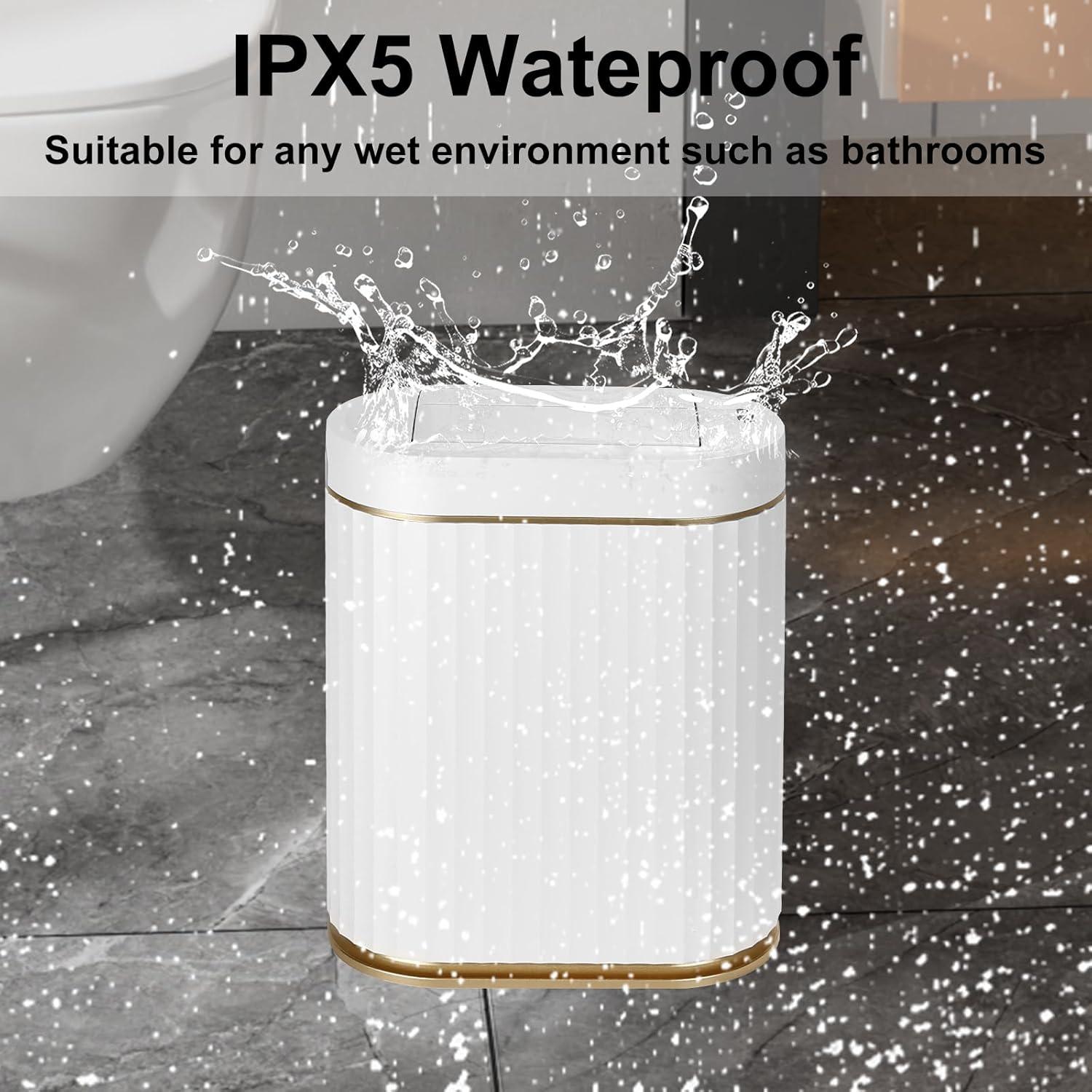 Cesto de Basura Automático Syncvibe 2 Galones Blanco Oro