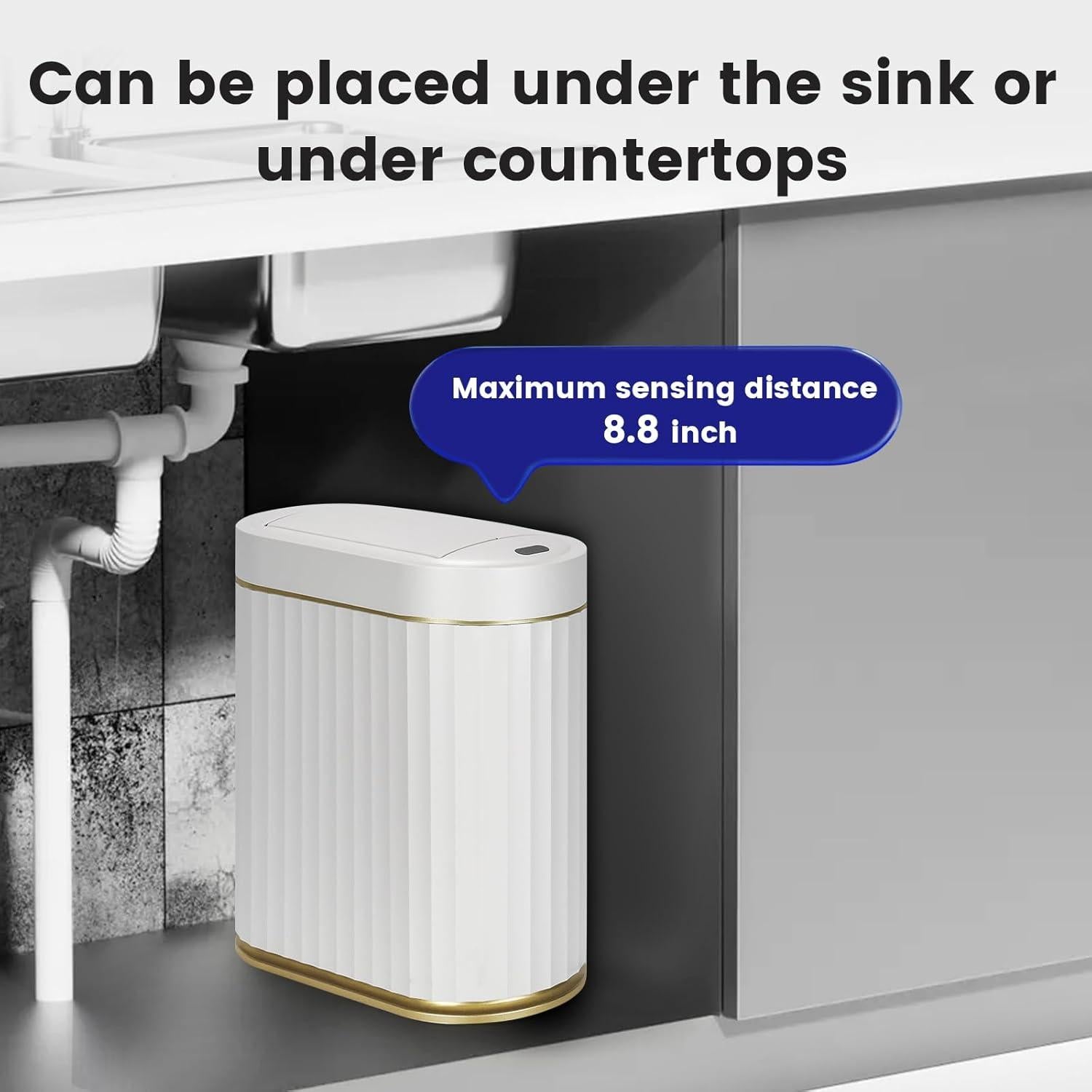 Cesto de Basura Automático Syncvibe 2 Galones Blanco Oro