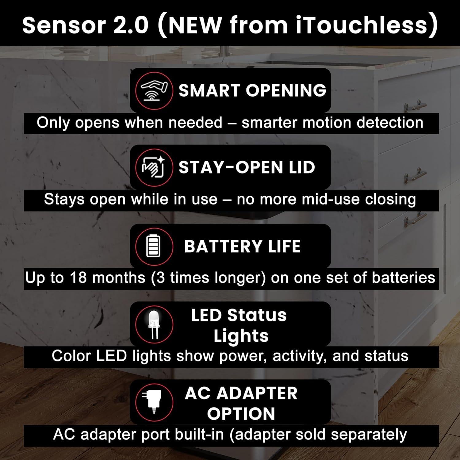 Basurero Automático iTouchless 13 Galones Negro Sin Contacto