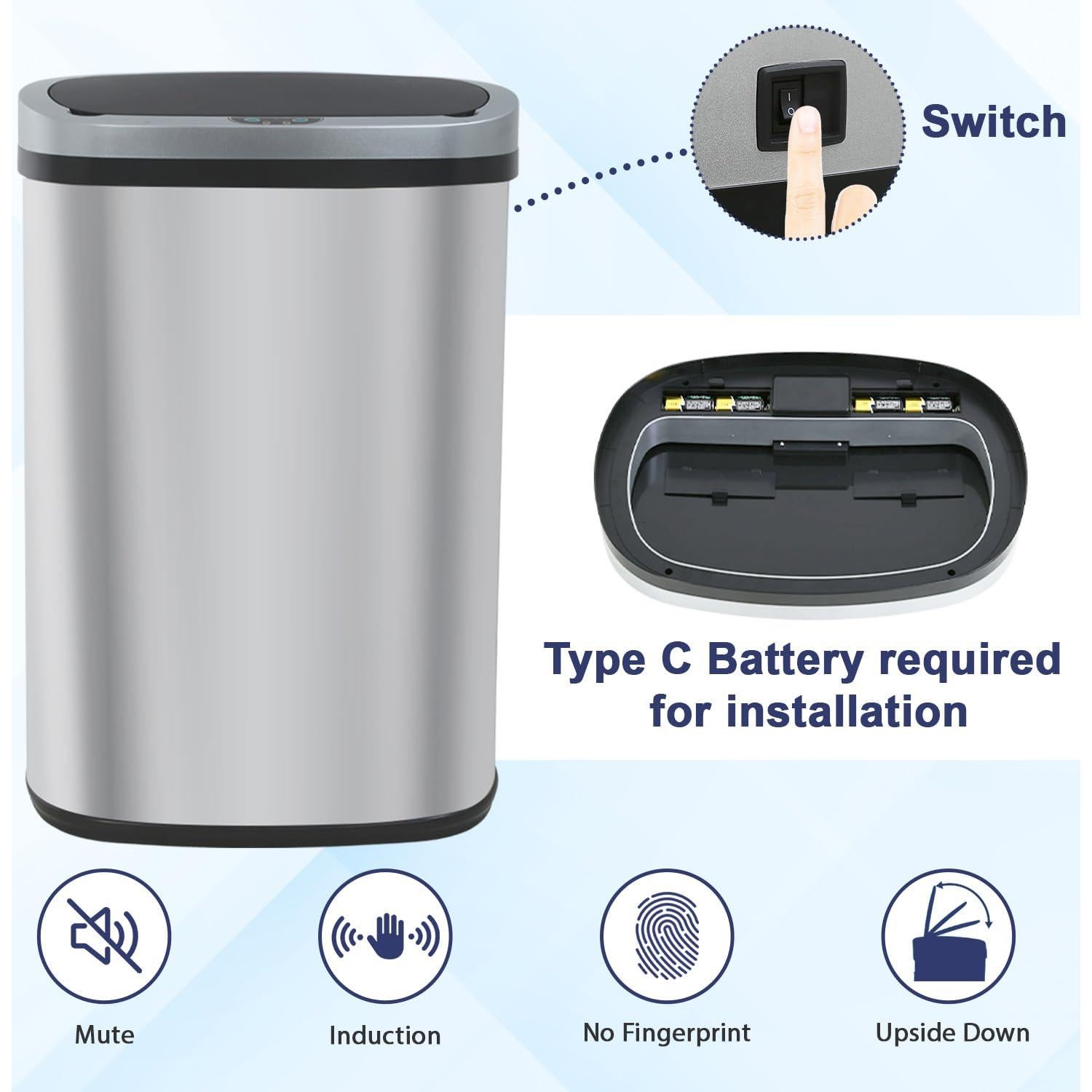 Cubo de Basura Automático NChanmar 50L Acero Inoxidable