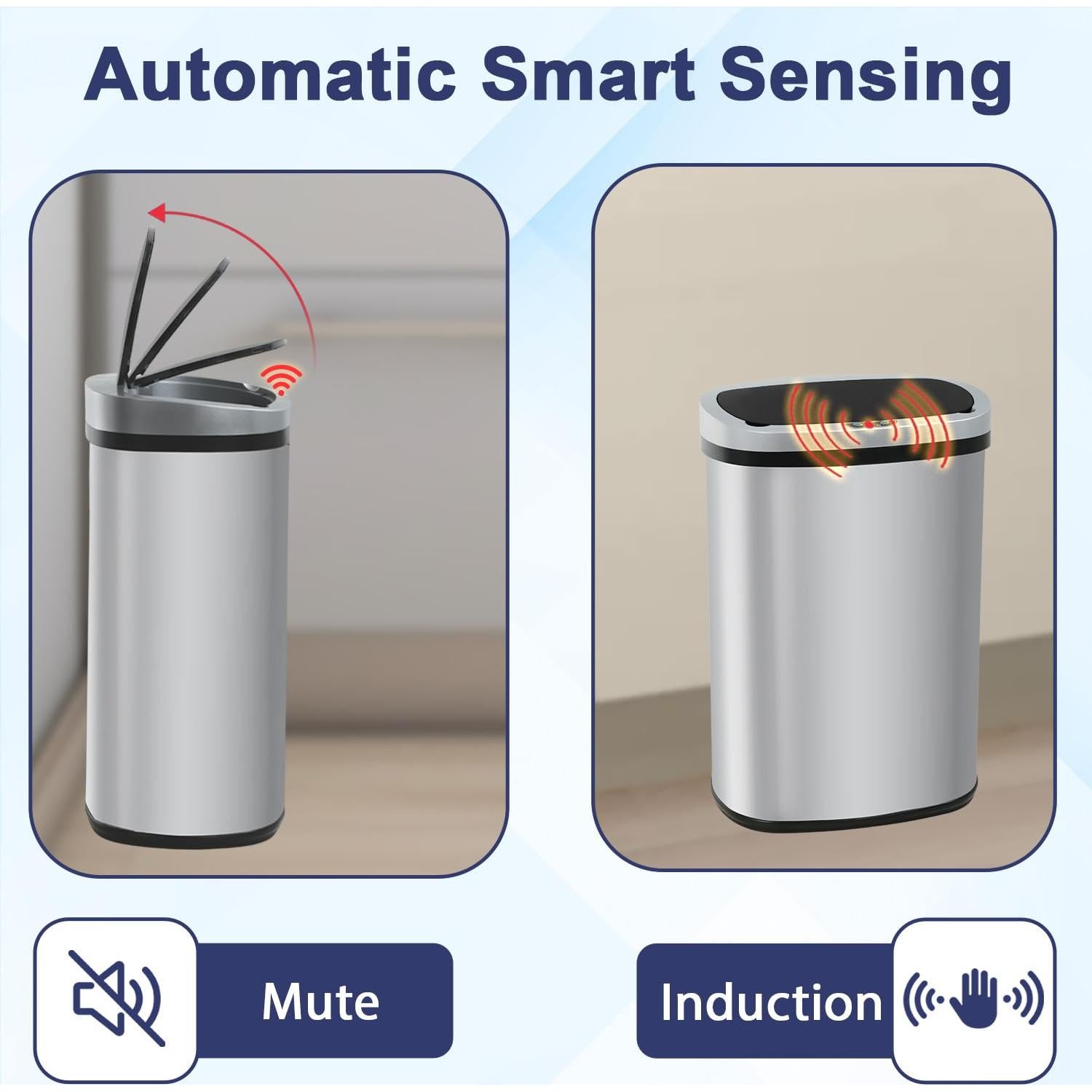 Cubo de Basura Automático NChanmar 50L Acero Inoxidable