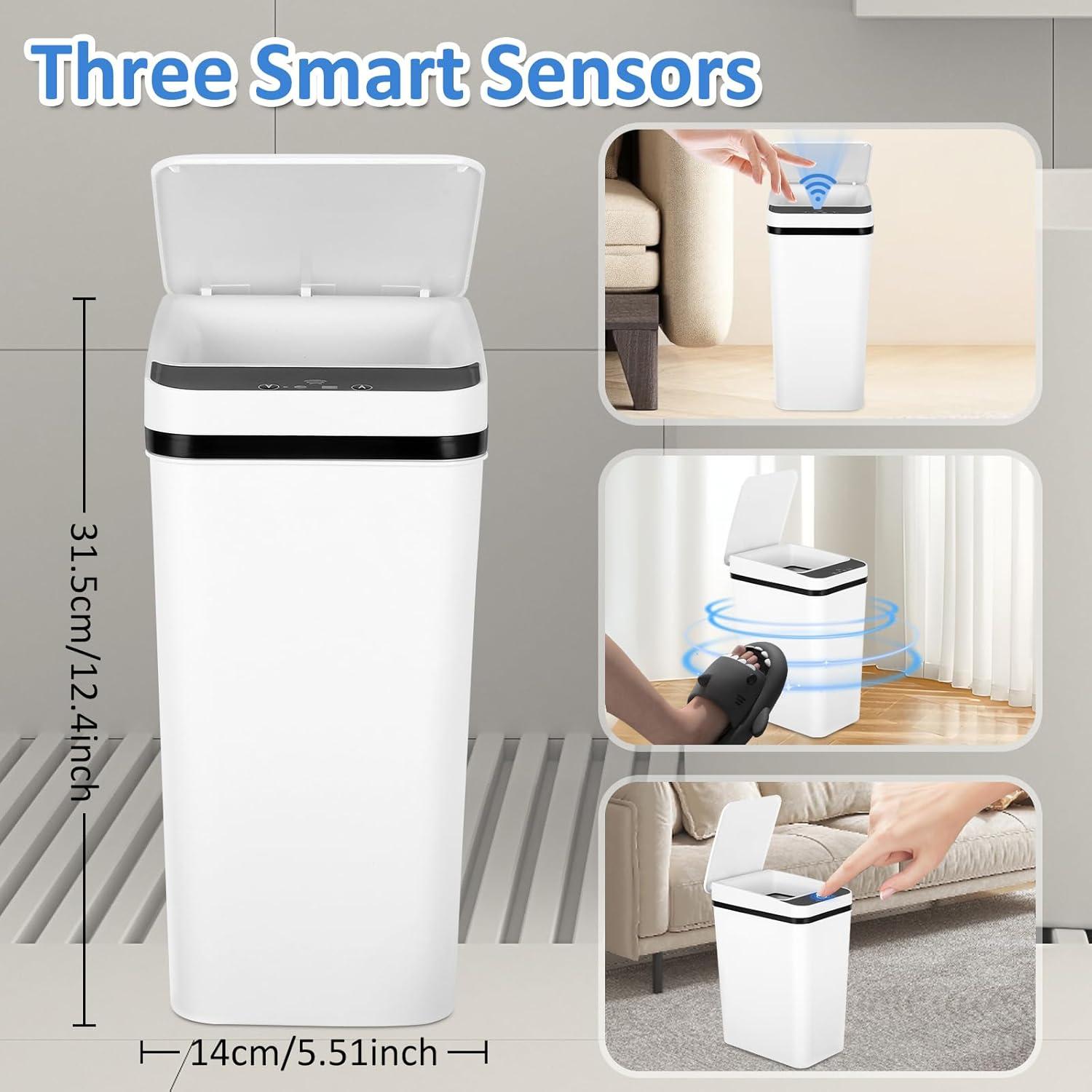 Cubierta de Basura Automática Zhuoquan 23.4x15.7cm Blanca
