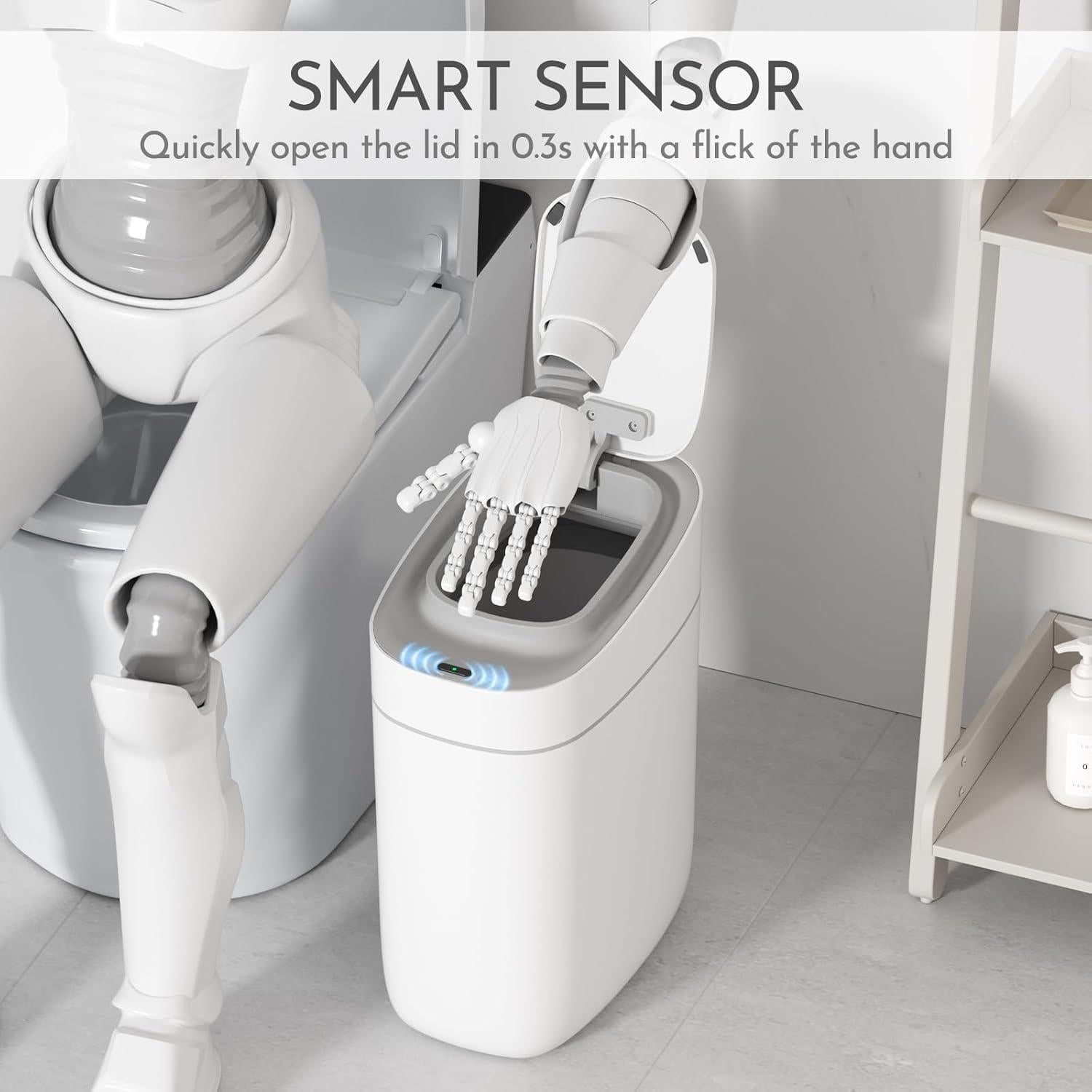 Papelera Automática ELPHECO 9L con Sensor Infrarrojo Blanca