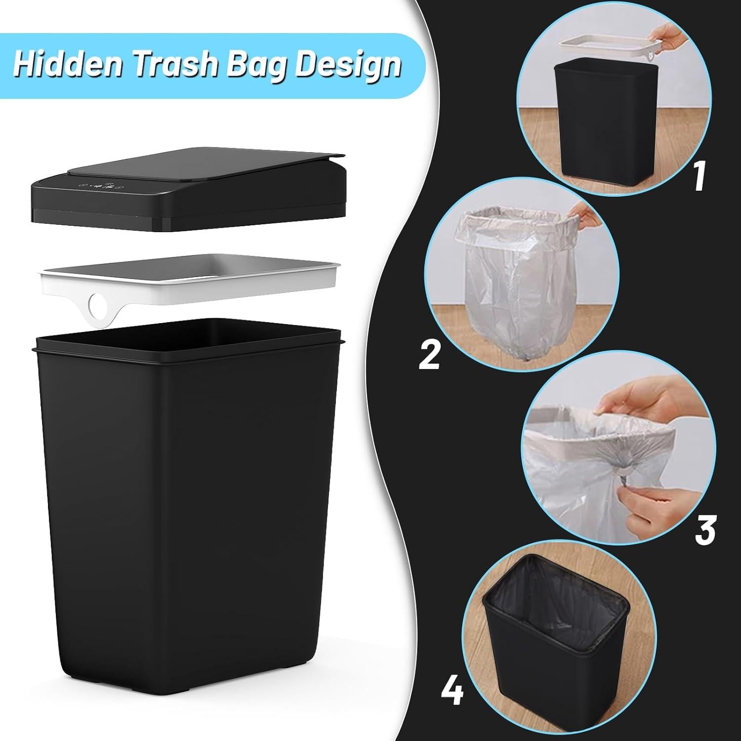 Basurero Automático Procade 2 Pack 4 Gal y 2.5 Gal Negro