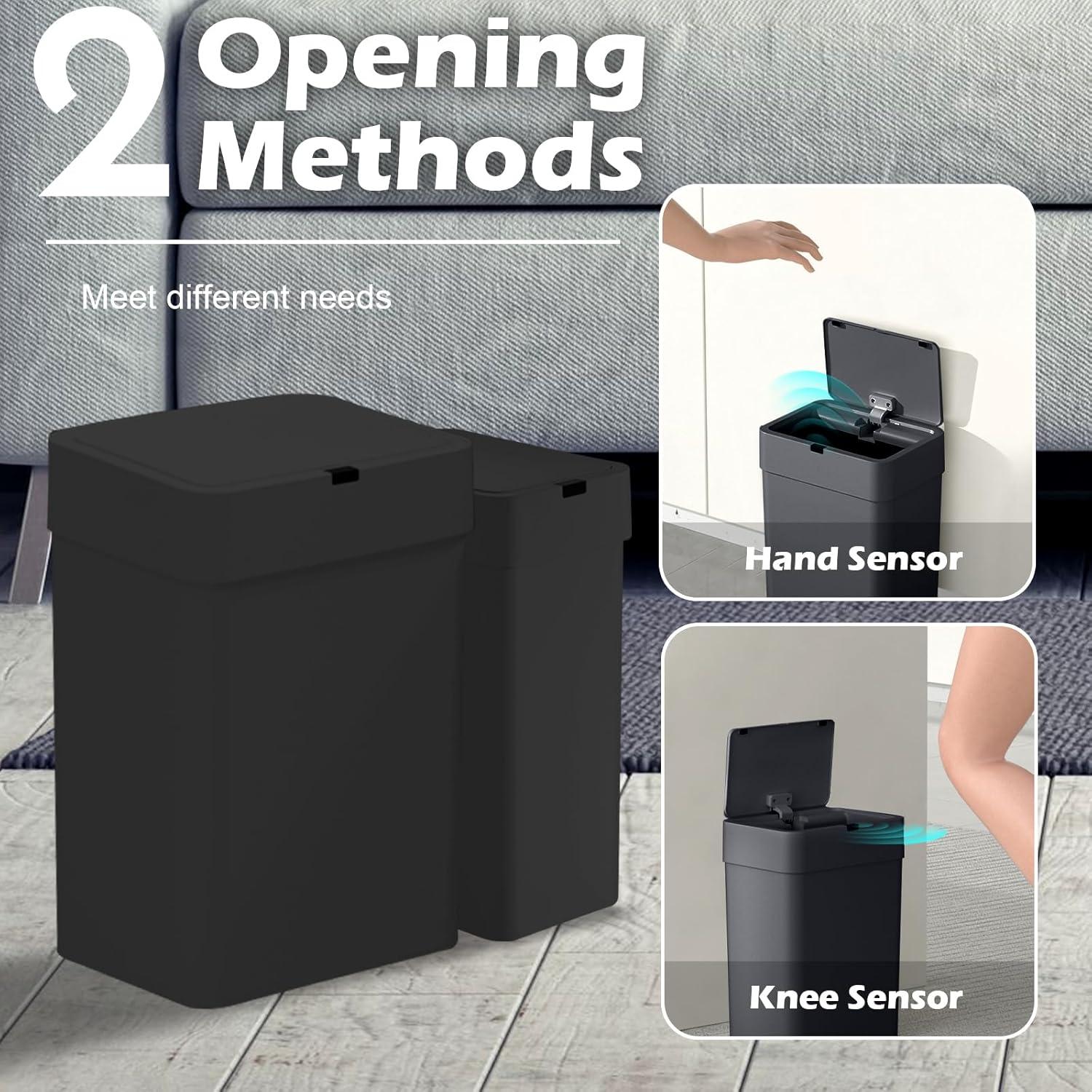 Papelera automática ELPHECO 2 en 1, 9.46L y 15.14L, negra