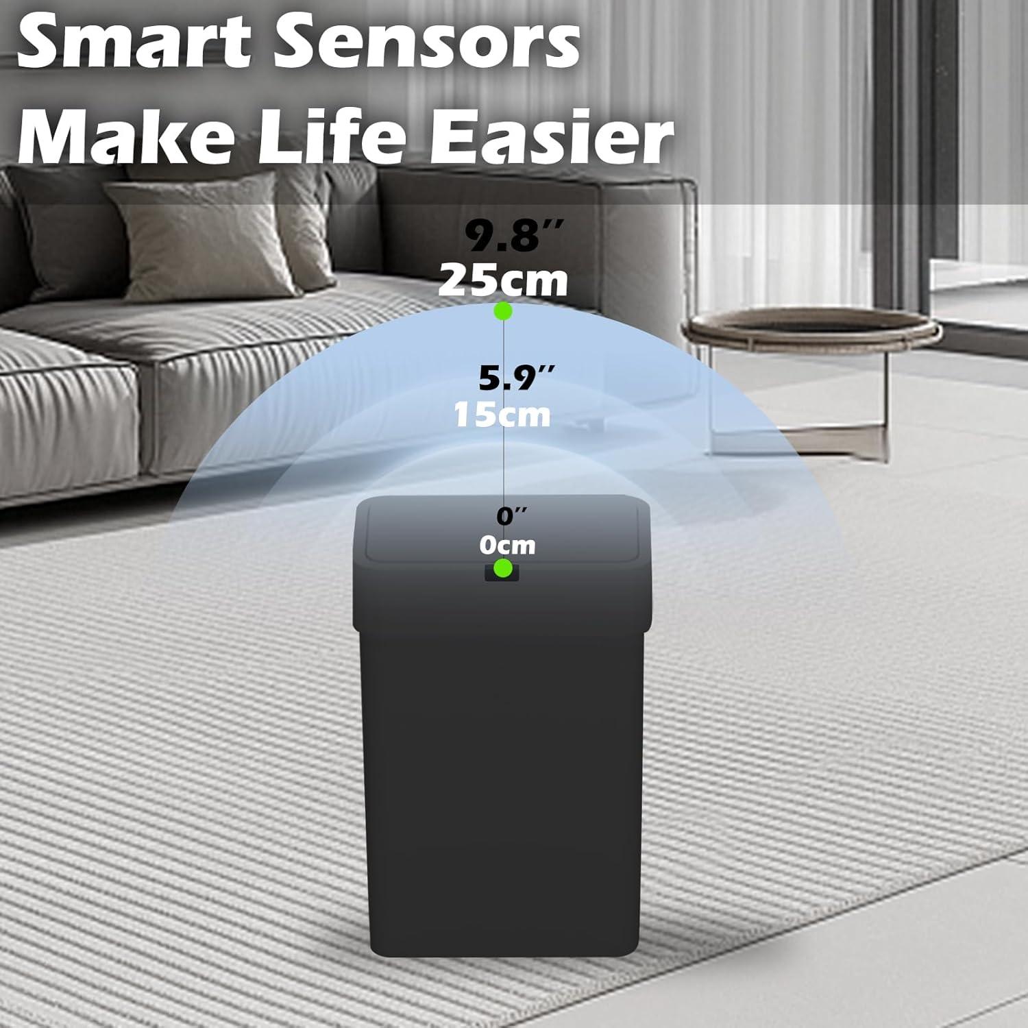 Papelera automática ELPHECO 2 en 1, 9.46L y 15.14L, negra