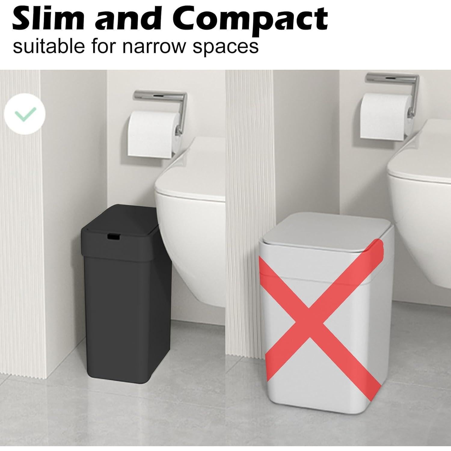 Papelera automática ELPHECO 2 en 1, 9.46L y 15.14L, negra