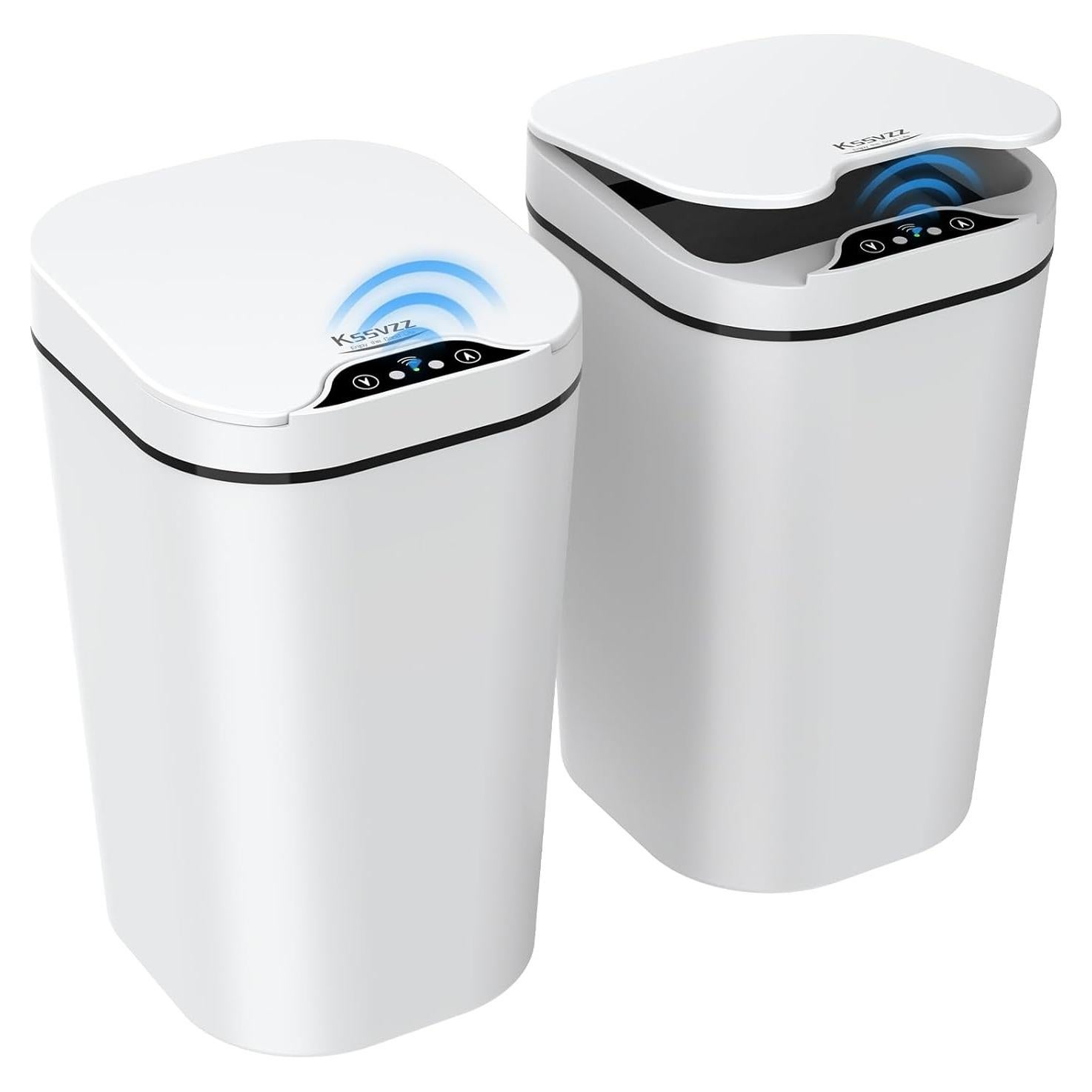 Paquete de 2 Basureros Automáticos Kssvzz 9.46L Blanco