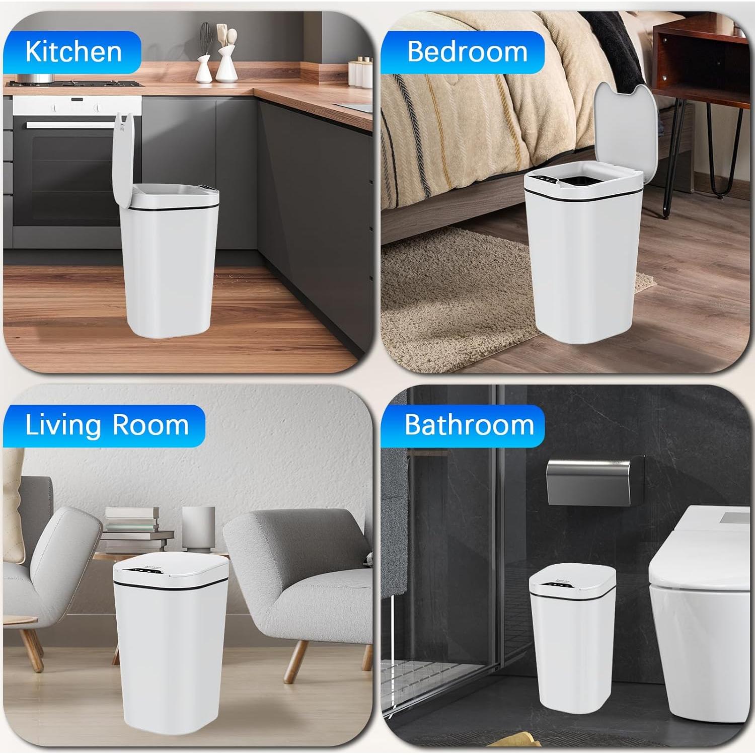 Paquete de 2 Basureros Automáticos Kssvzz 9.46L Blanco