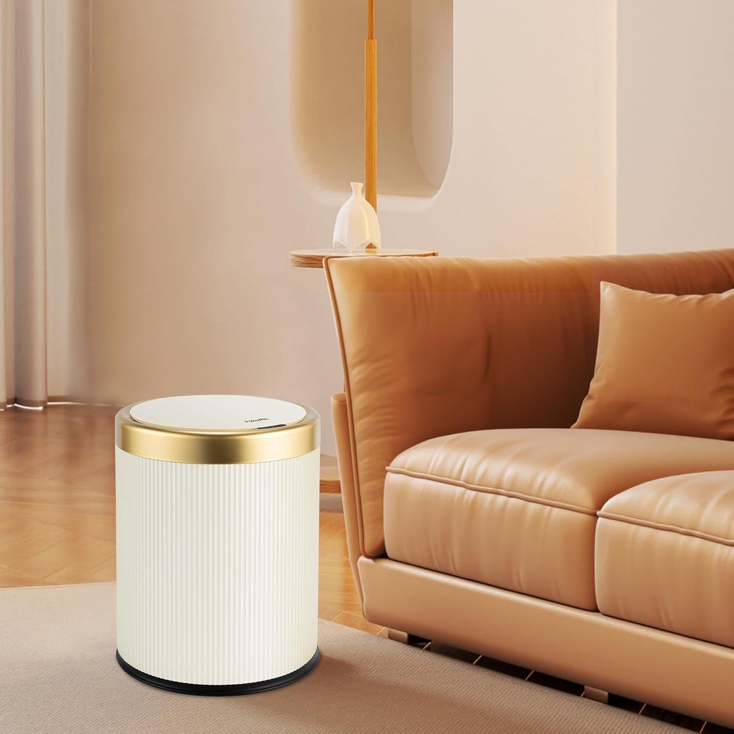 Basurero Automático Pukomc Beige 13.25L con Sensor de Movimiento