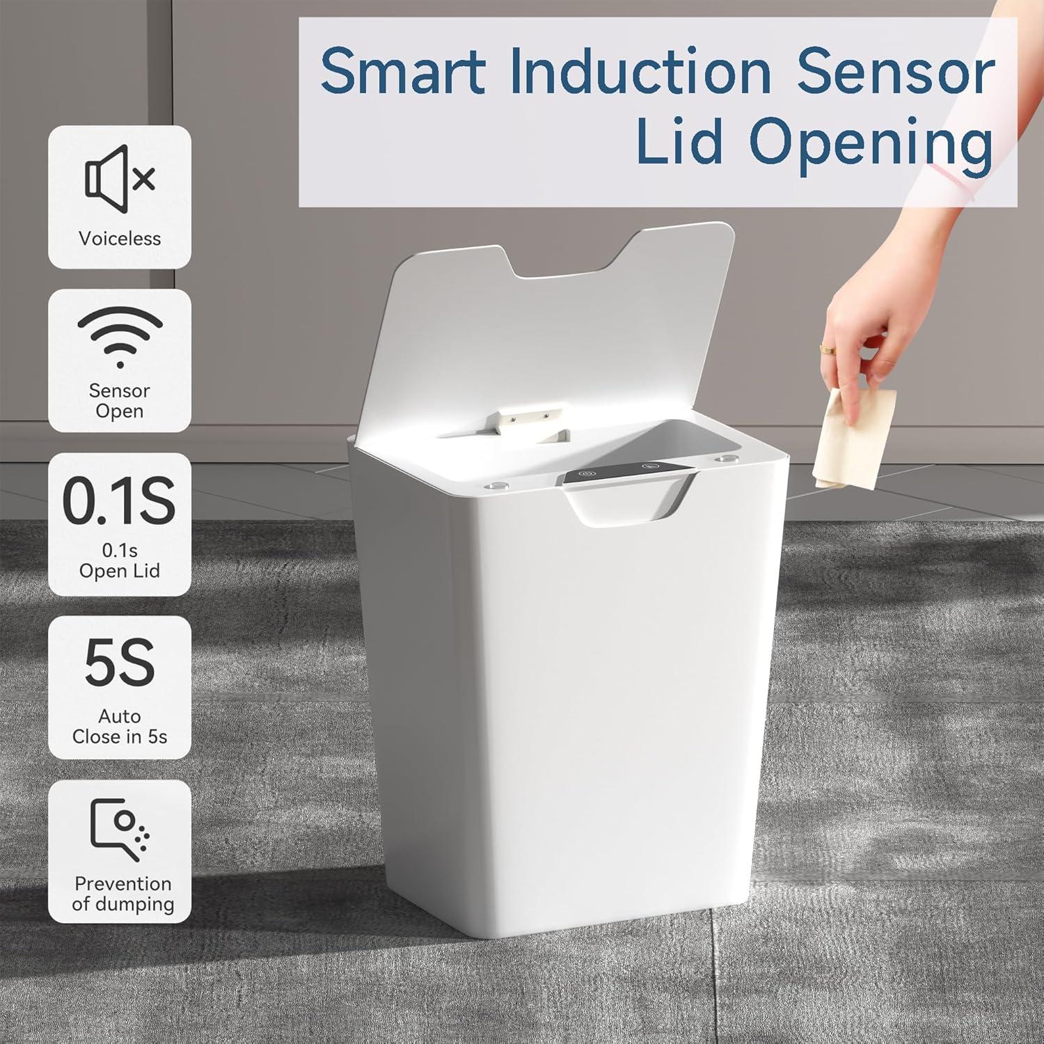 Cubo de Basura Inteligente YEEFIGRO 15.9L con Sensor Automático