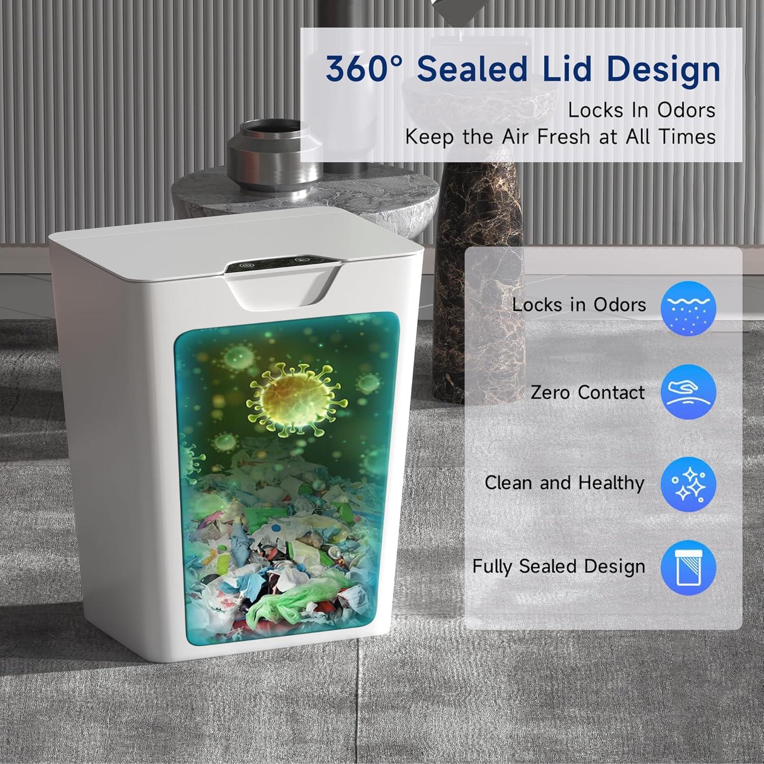 Cubo de Basura Inteligente YEEFIGRO 15.9L con Sensor Automático