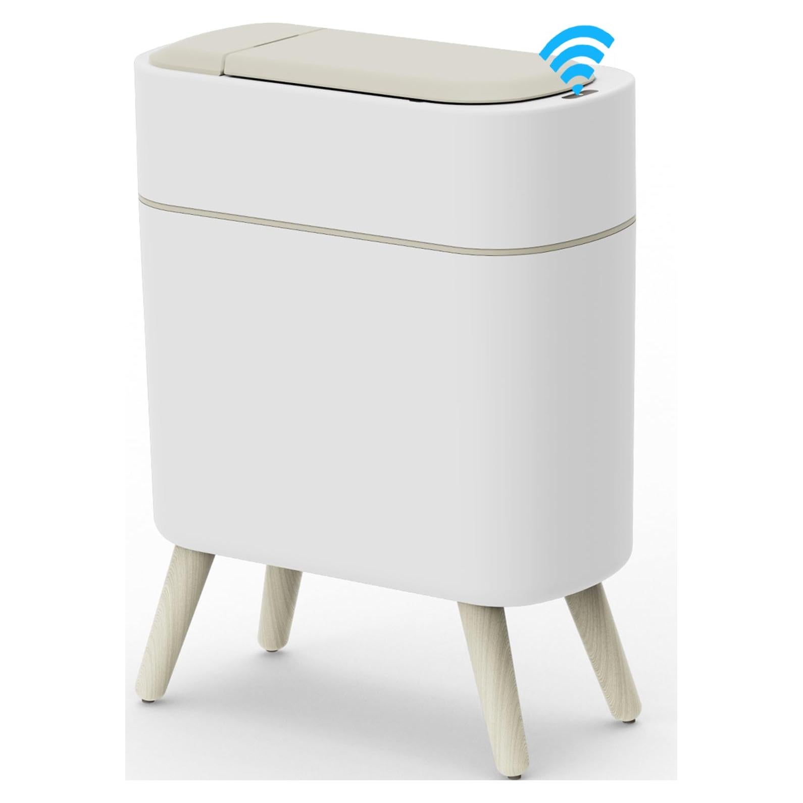 Bote de Basura Inteligente Yatmung 9.5L Blanco con Patas de Madera