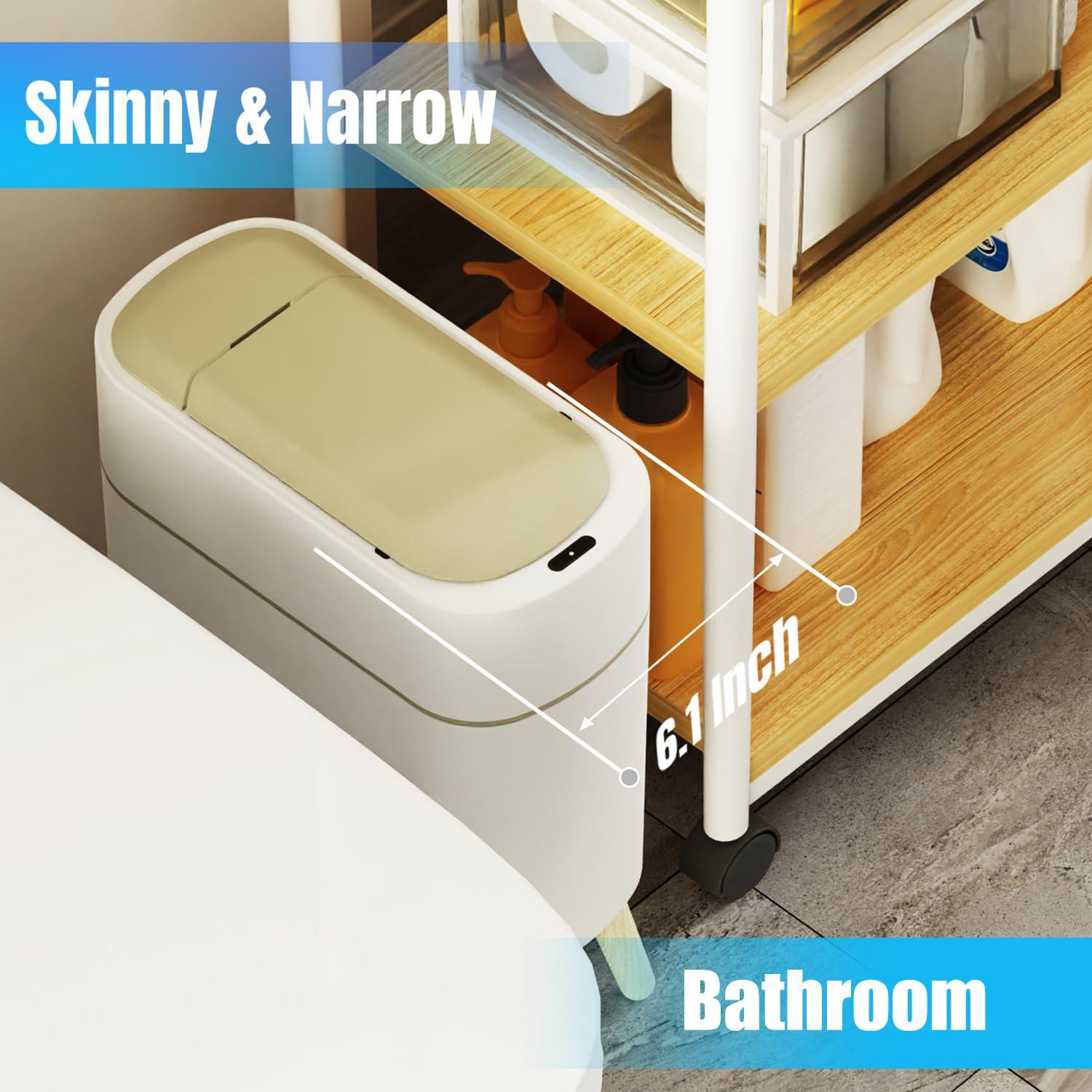 Bote de Basura Inteligente Yatmung 9.5L Blanco con Patas de Madera