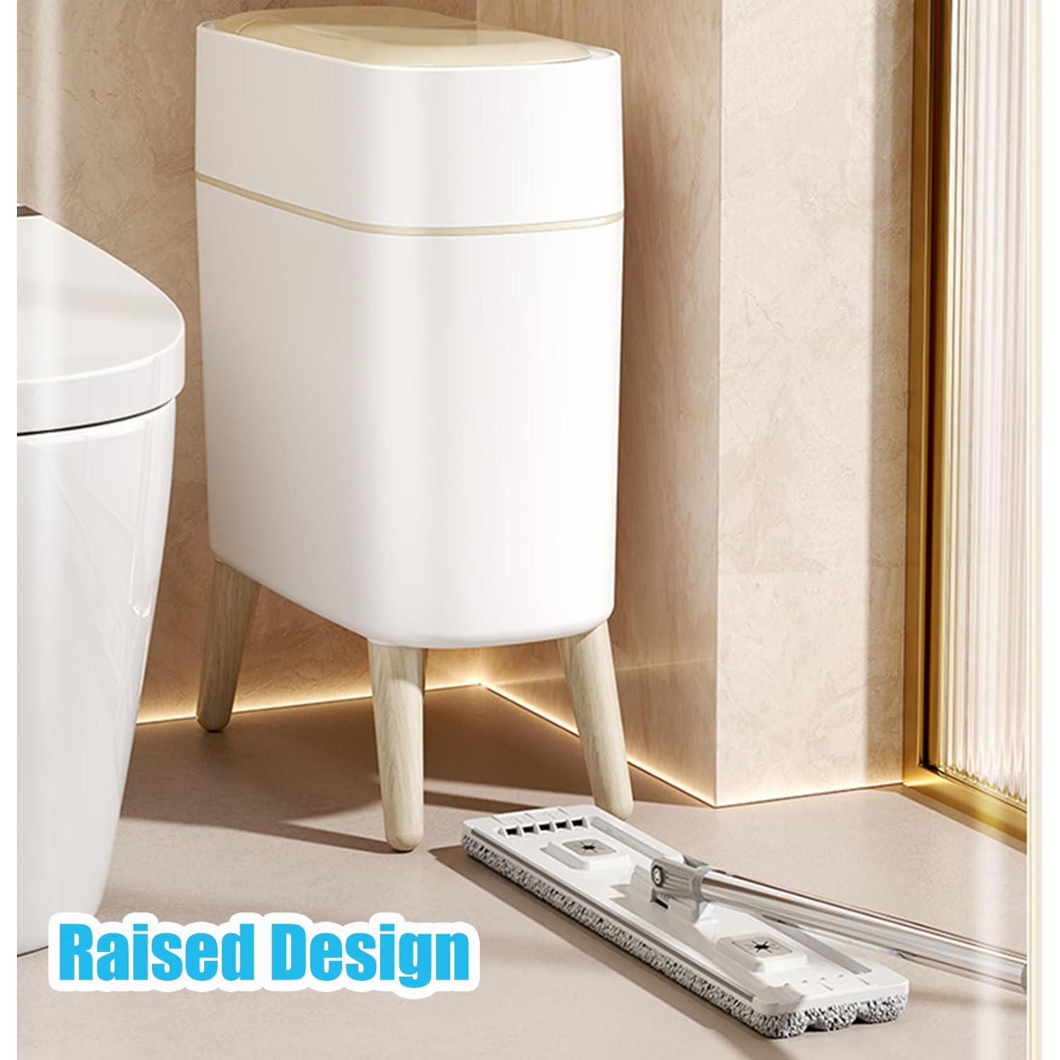 Bote de Basura Inteligente Yatmung 9.5L Blanco con Patas de Madera