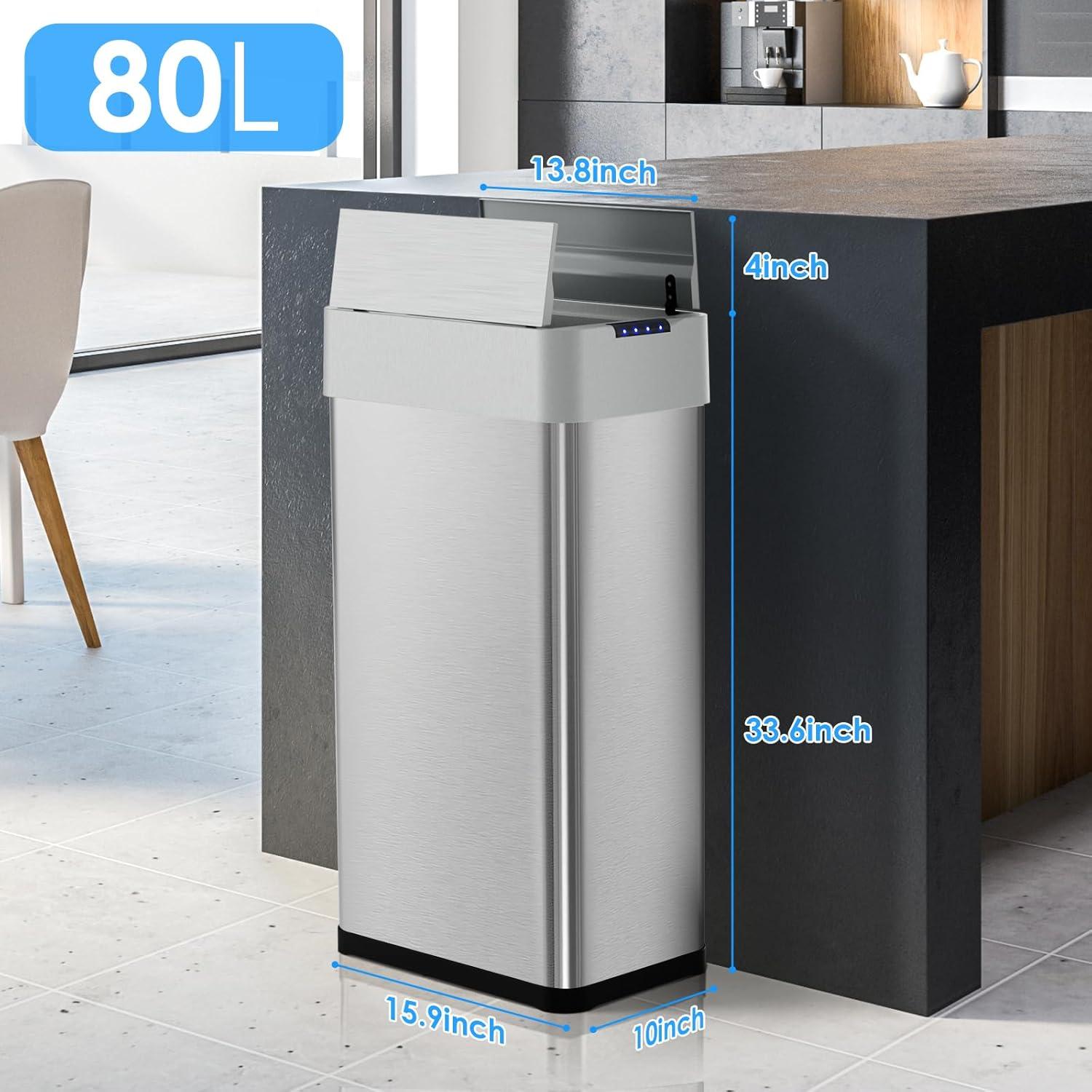 Cubo de Basura Automático Arlopu 70L Acero Inoxidable Plata