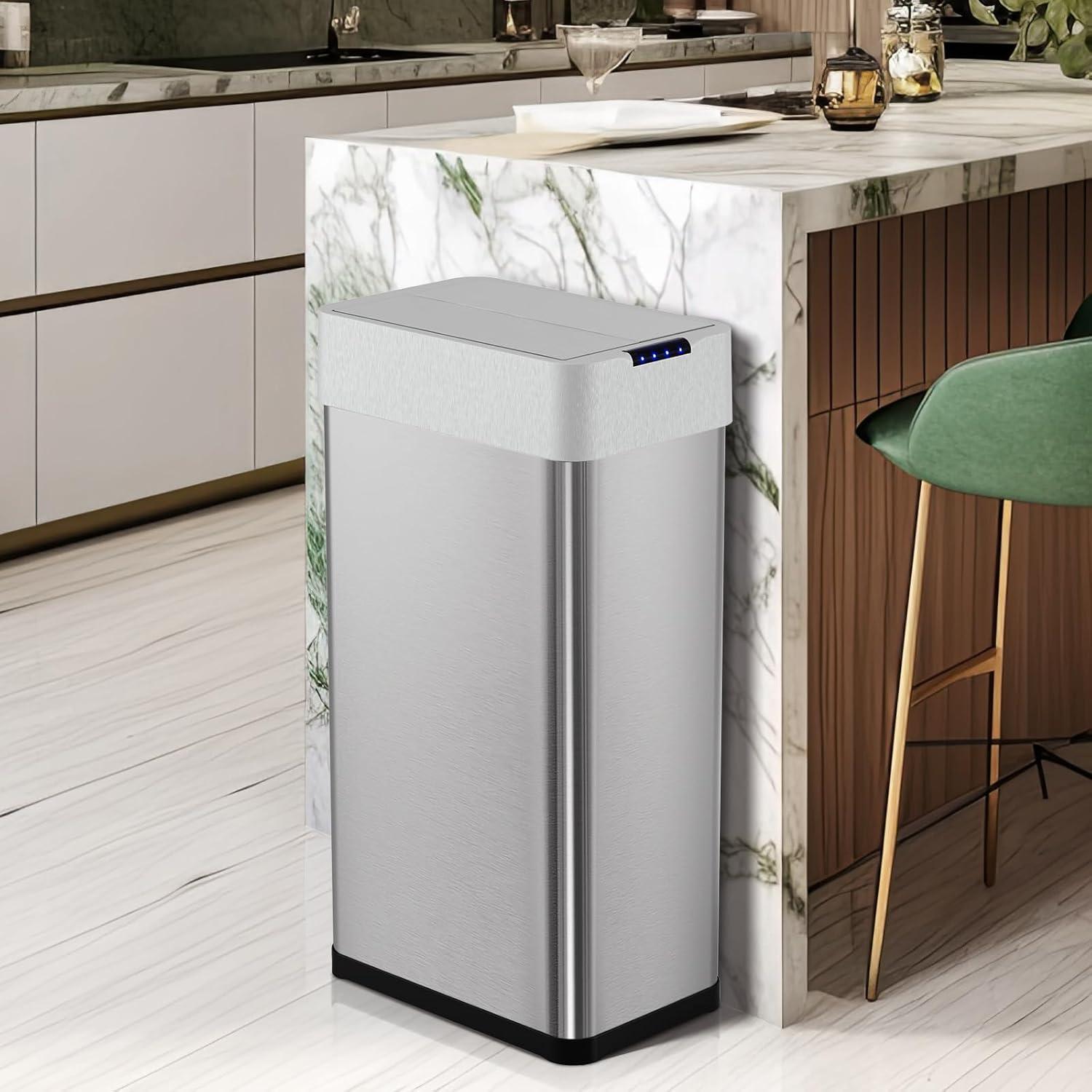 Cubo de Basura Automático Arlopu 70L Acero Inoxidable Plata