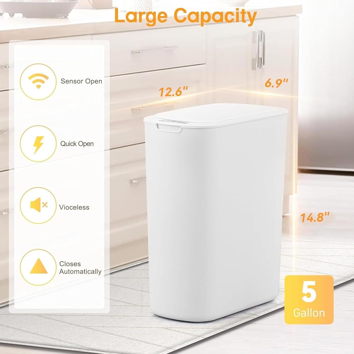 Cesto de Basura Automático LJIACLEA 19L Blanco con Sensor