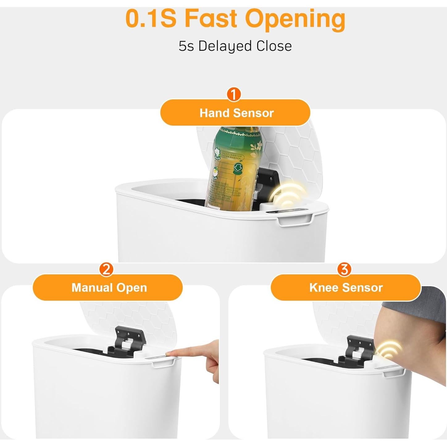 Cesto de Basura Automático LJIACLEA 19L Blanco con Sensor