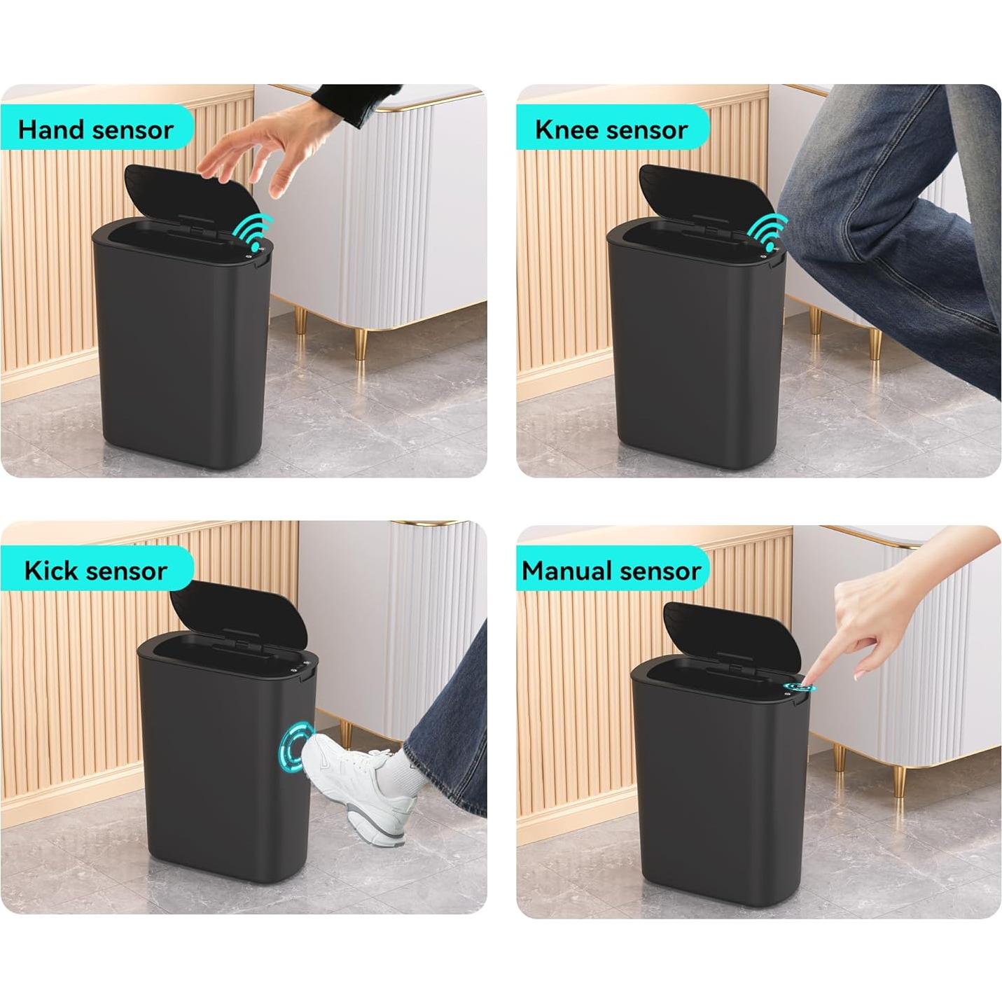 Bote de Basura Automático LJIACLEA 5 Galones Negro con Sensor