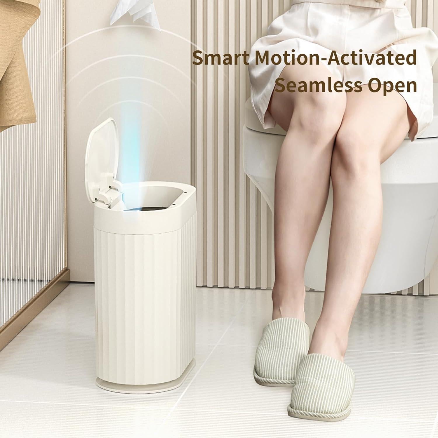 Cubo de Basura Automático MRBIN 2 Galones Blanco Crema