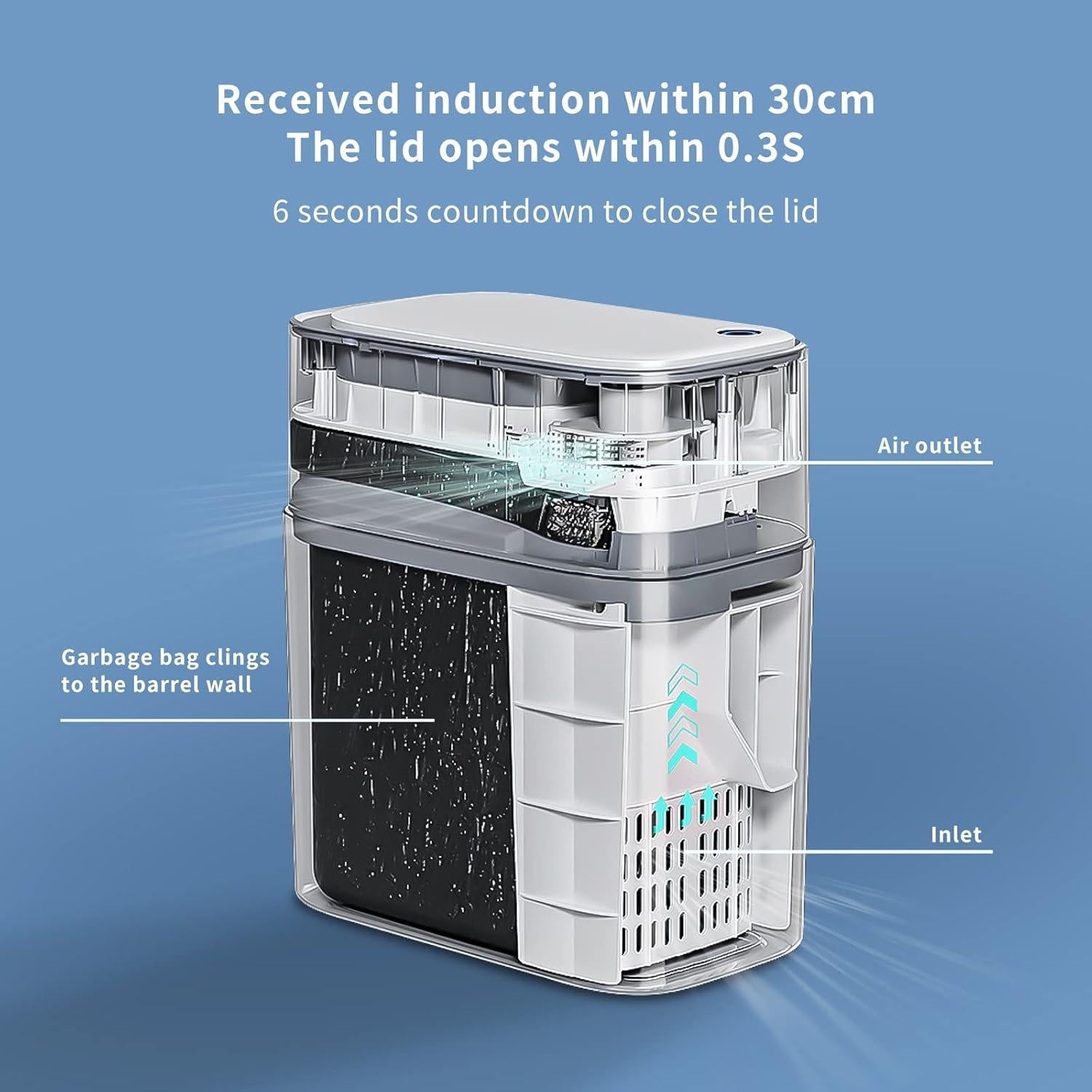 Cubo de Basura Automático MOPUP 13.2L Sensor Movimiento Gris