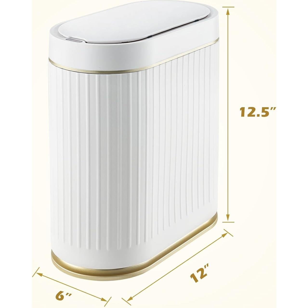 Papelera de Baño ELPHECO 7.5L Sensor Movimiento Blanco-Dorado