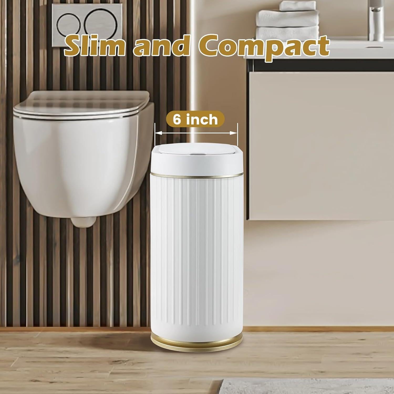 Papelera de Baño ELPHECO 7.5L Sensor Movimiento Blanco-Dorado