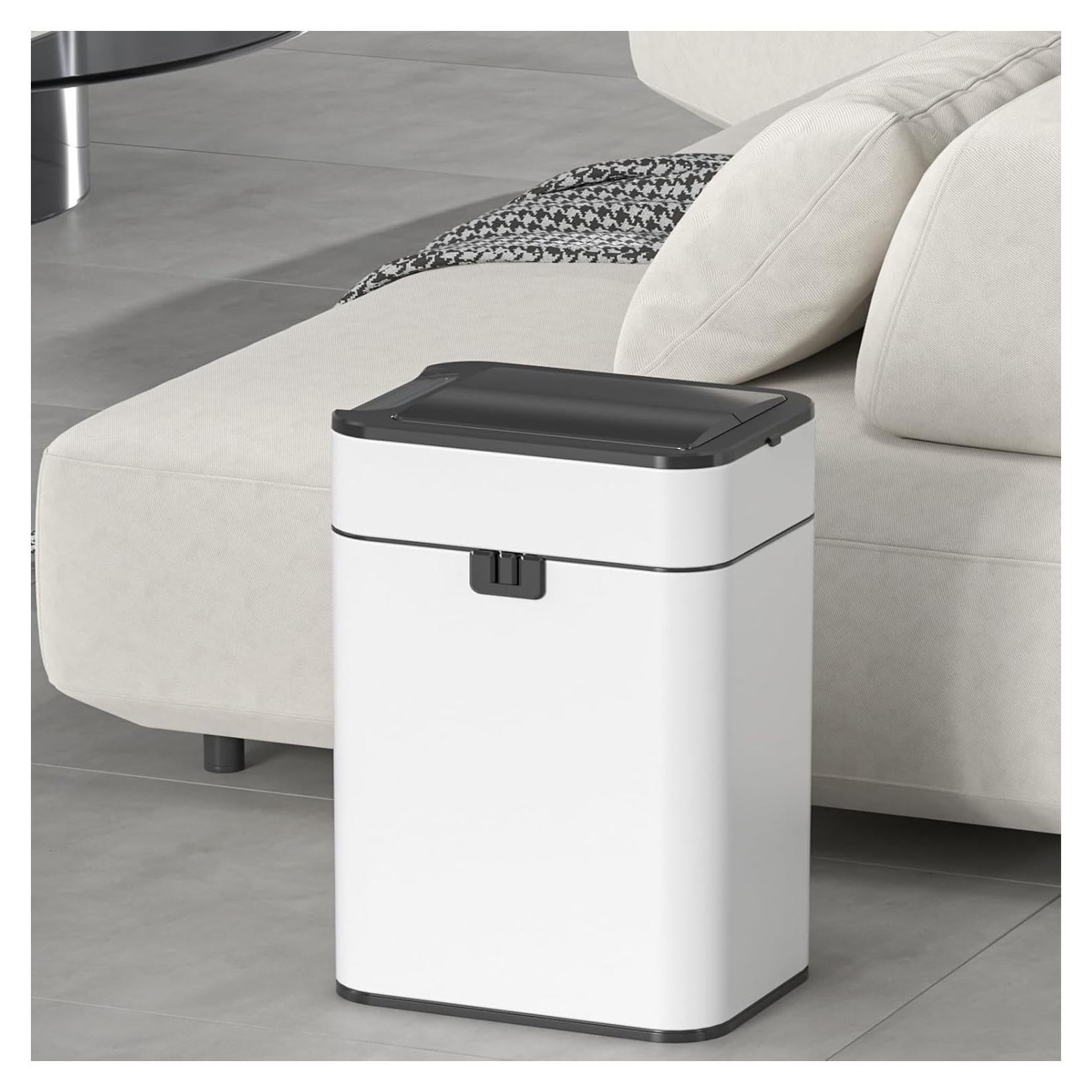 Papelera automática ELPHECO 4 Galones acero inoxidable blanca