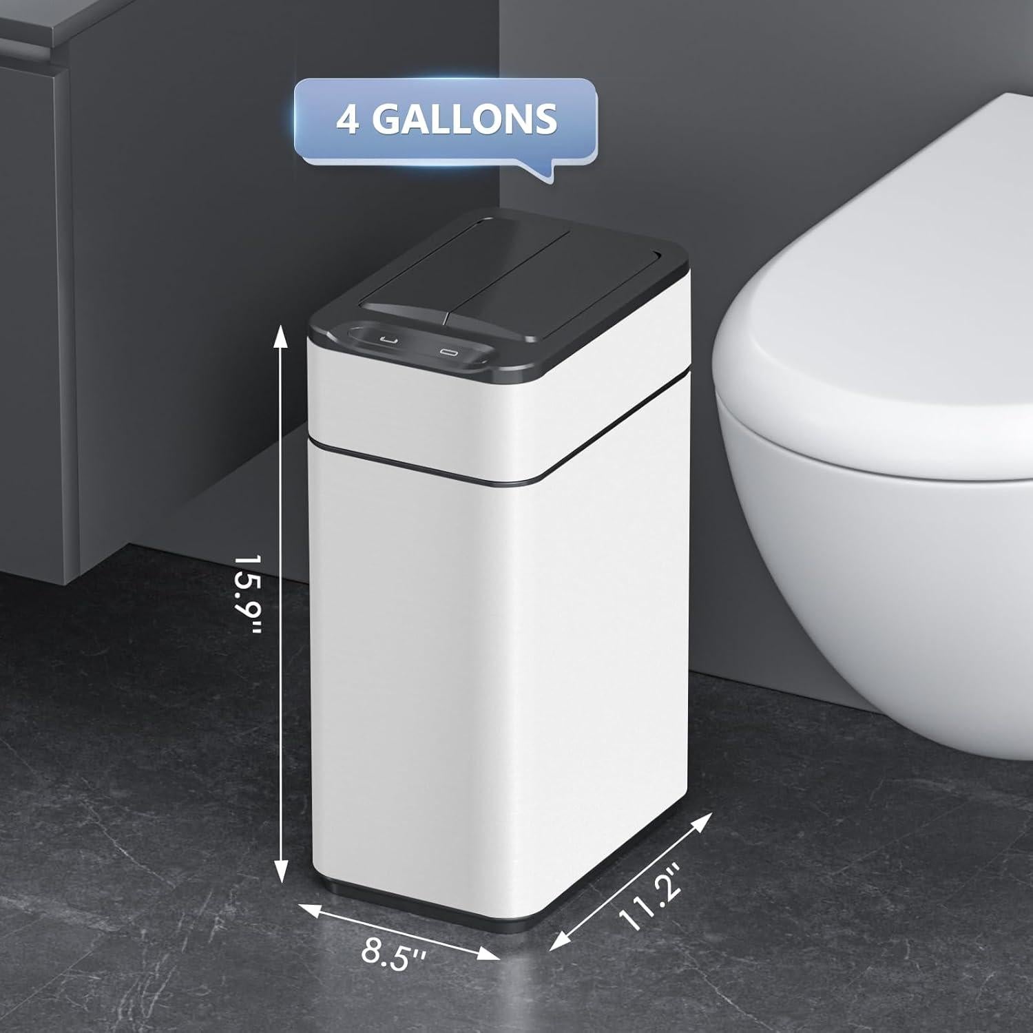 Papelera automática ELPHECO 4 Galones acero inoxidable blanca