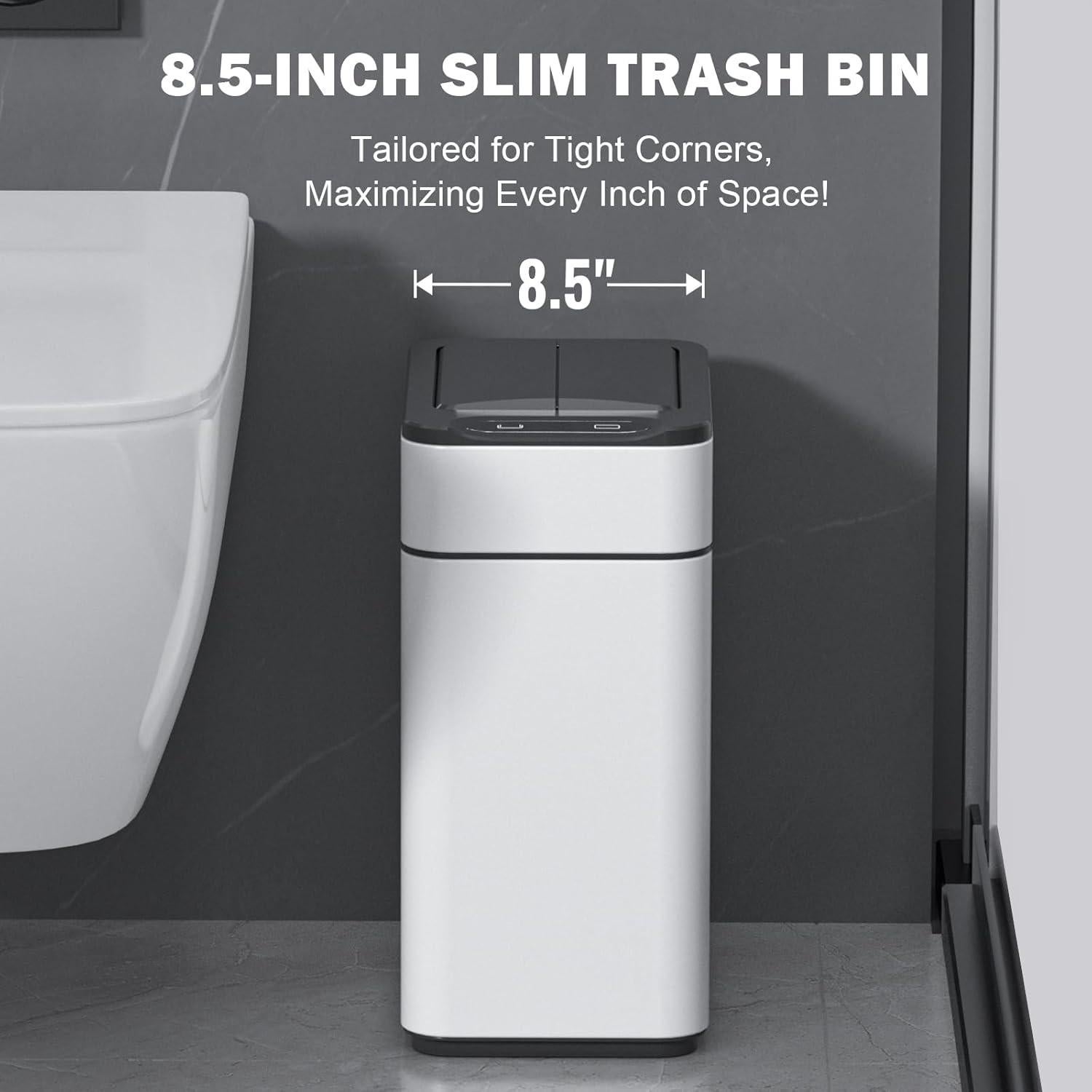 Papelera automática ELPHECO 4 Galones acero inoxidable blanca