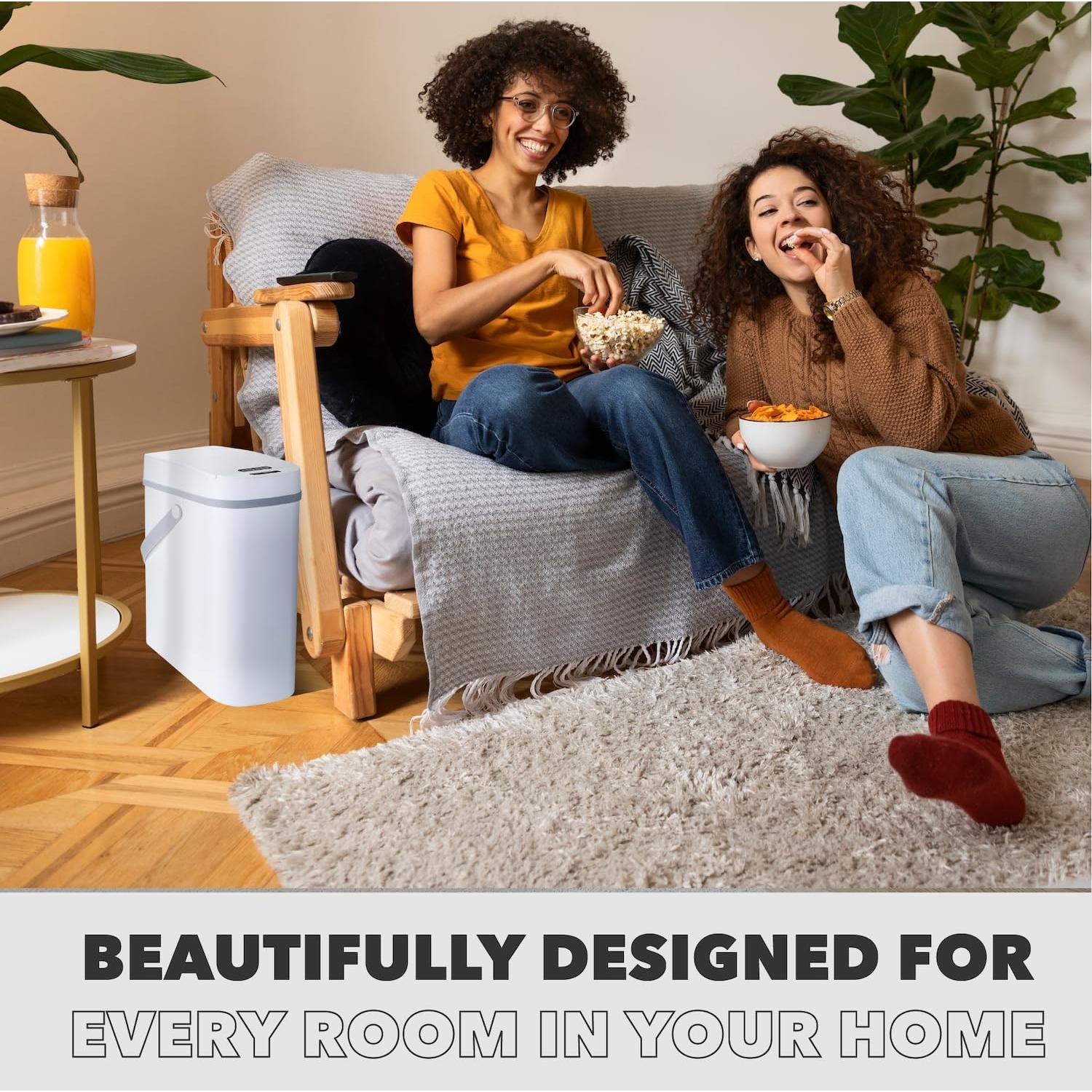 Paquete de 2 Basureros Sin Contacto Desired Tools 10L Blanco